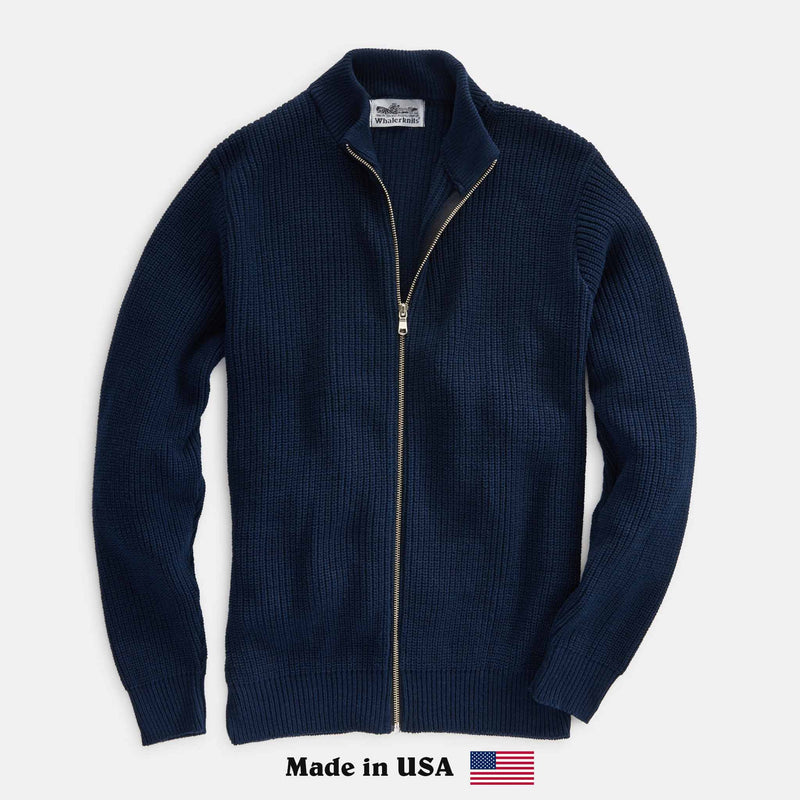 Whalerknits Cardigans S / Navy Cuttyhunk Full-Zip Cardigan