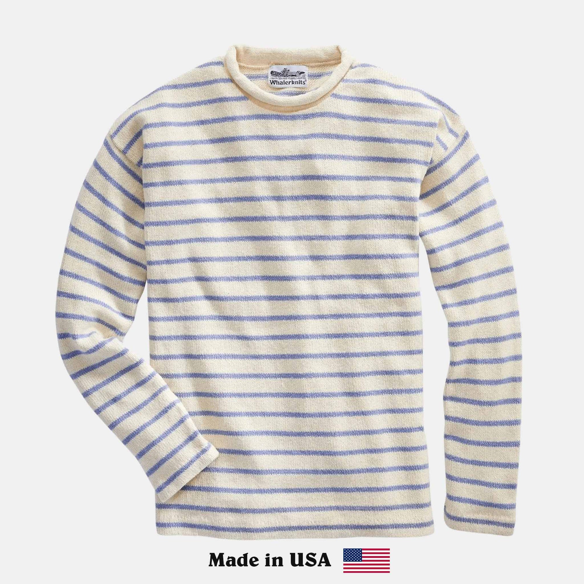 Whalerknits Sweaters Nantucket Rollneck Sweater #Color_Natural / Sky