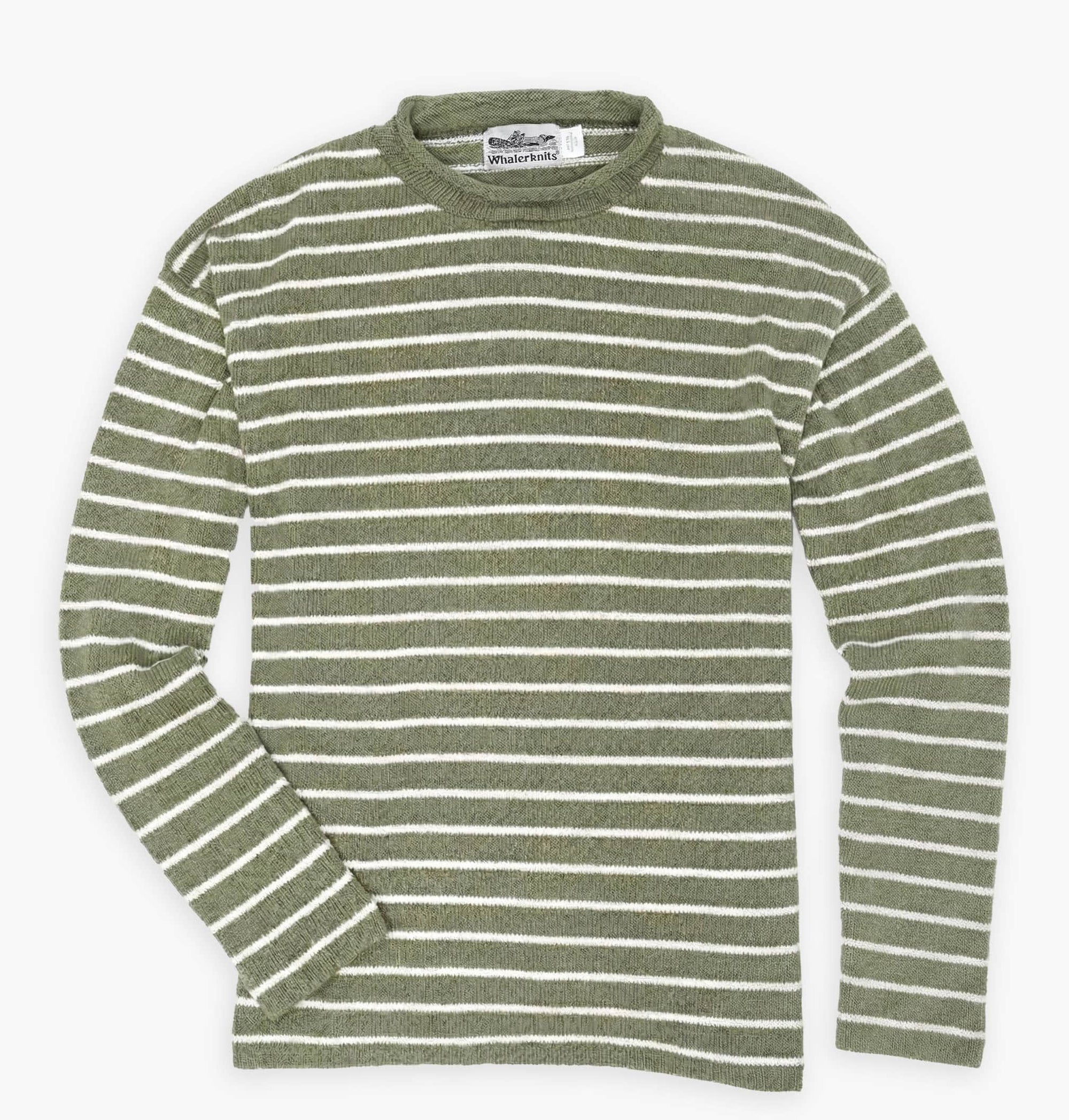Whalerknits Sweaters XXS / Olive / Natural / 100 % Cotton Nantucket Rollneck Sweater
