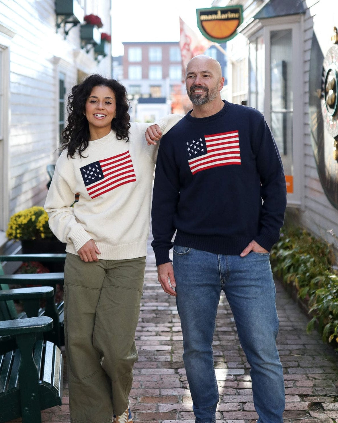 Whalerknits Sweaters Bristol - American Flag Crewneck - Made in USA