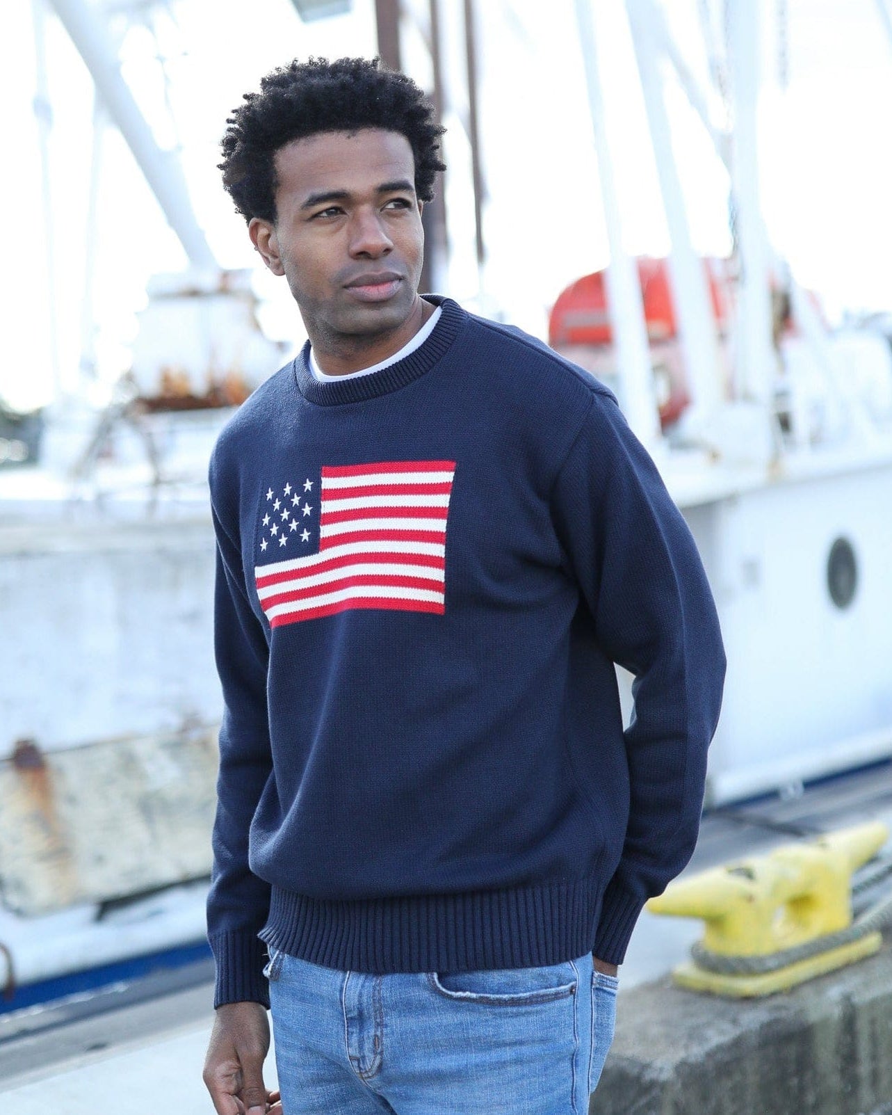 Whalerknits Sweaters Bristol - American Flag Crewneck - Made in USA