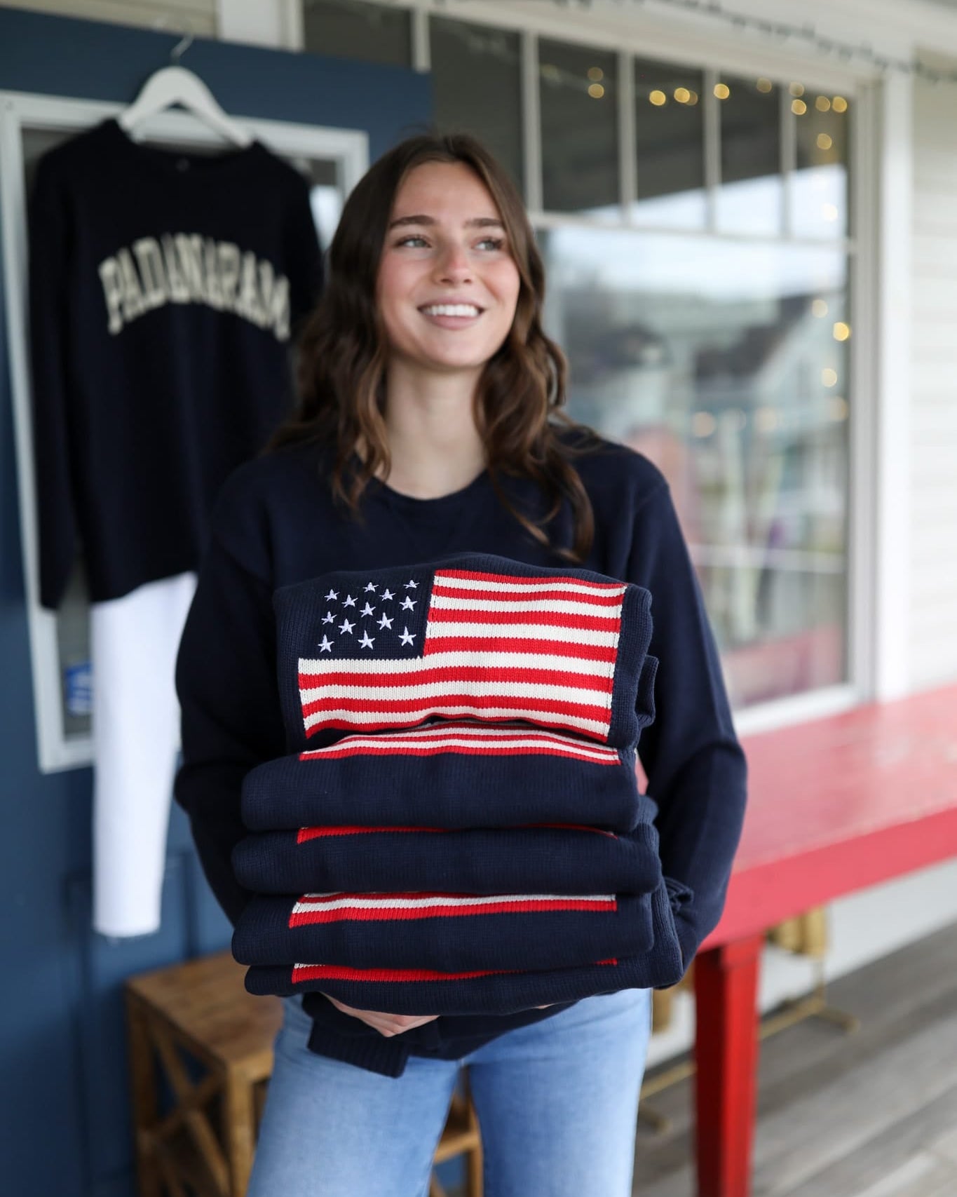 Whalerknits Sweaters Bristol - American Flag Crewneck - Made in USA