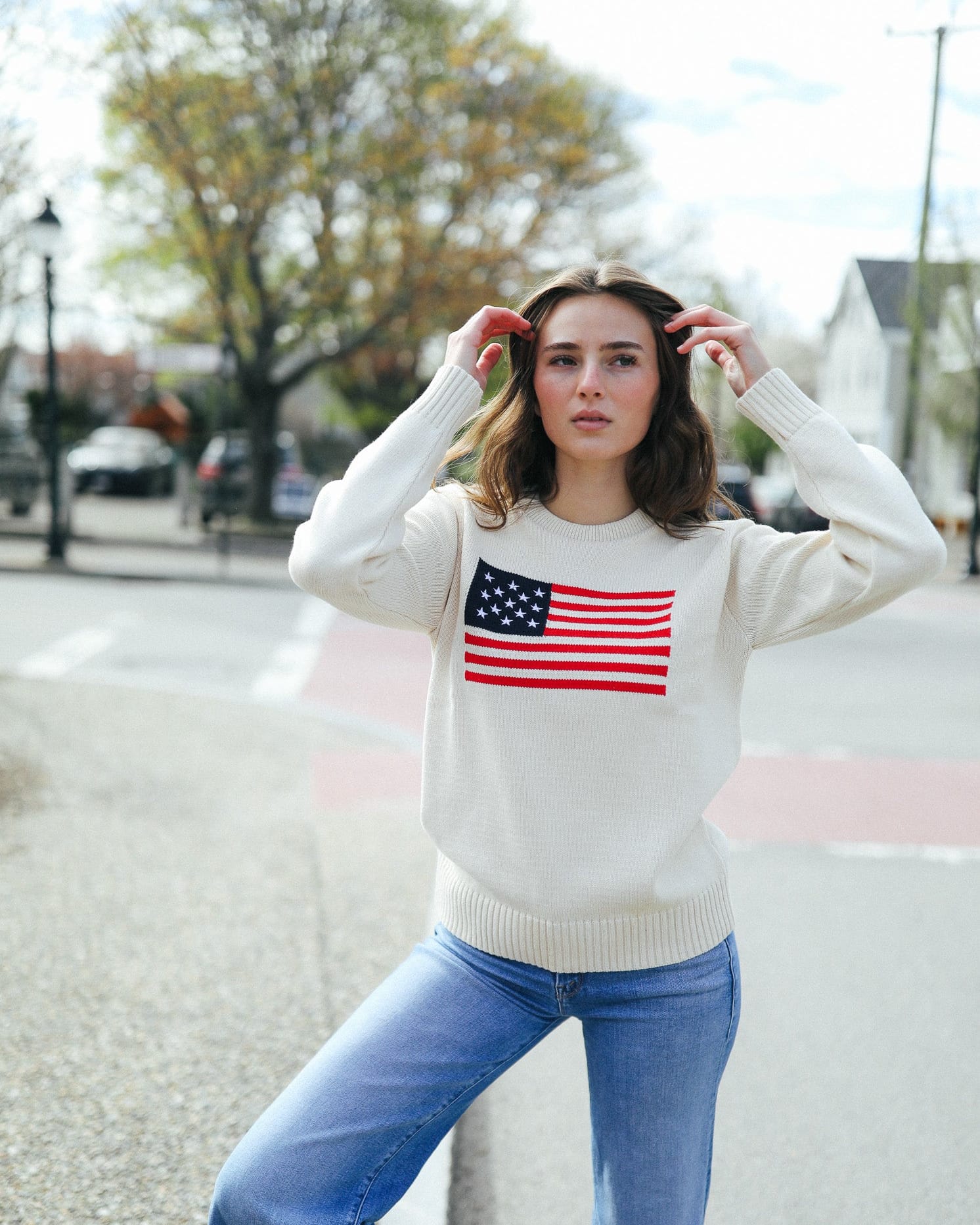 Whalerknits Sweaters Bristol - American Flag Crewneck - Made in USA