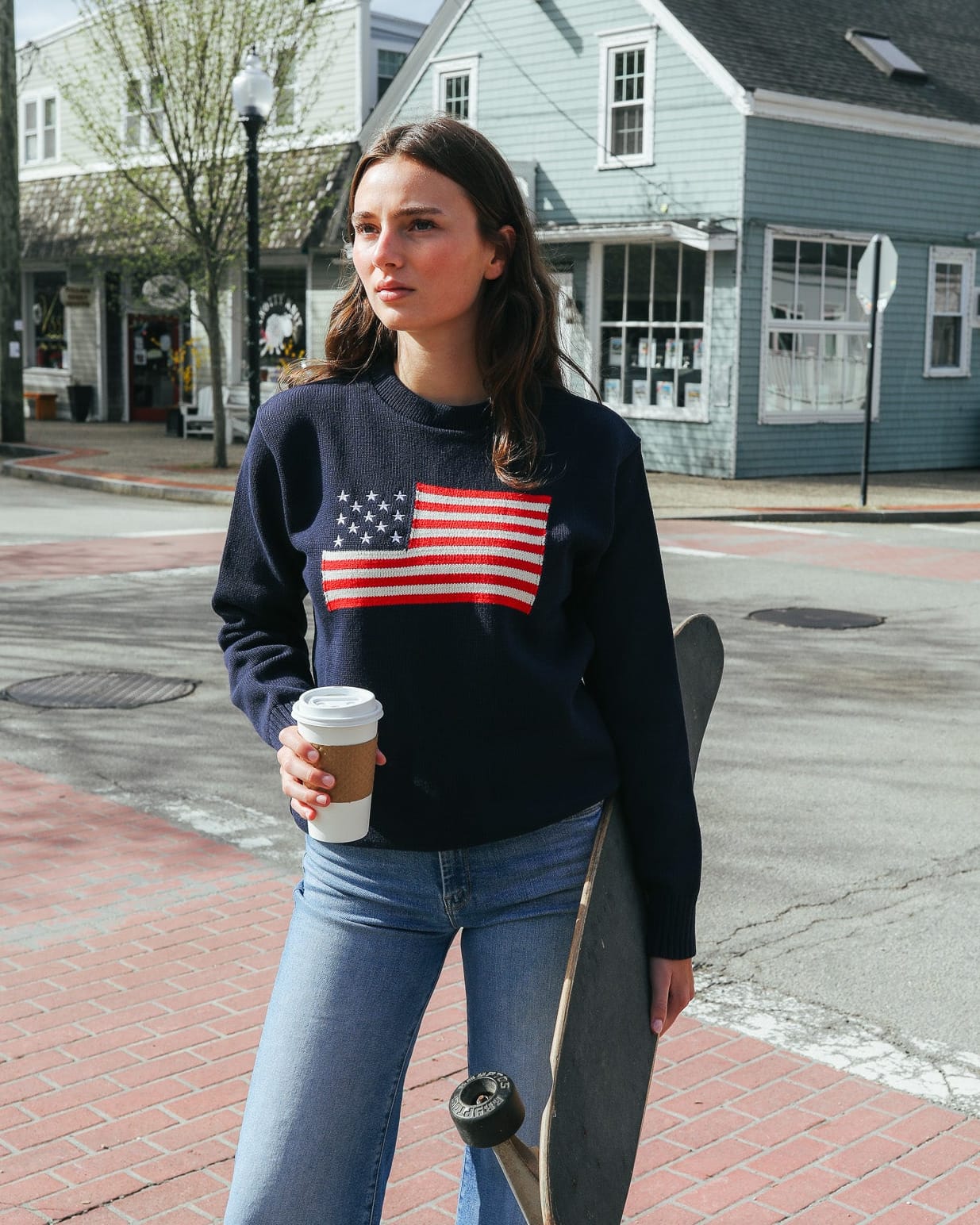 Whalerknits Sweaters Bristol - American Flag Crewneck - Made in USA