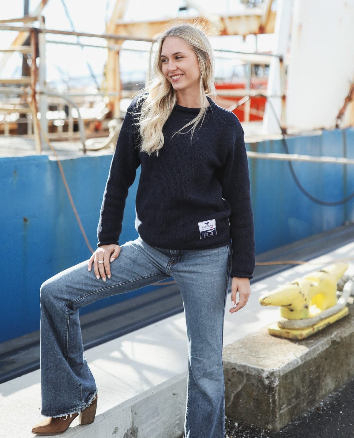 Whalerknits Sweaters New Bedford Whaling Museum Ltd. Collection Wellfleet Rollneck Sweater