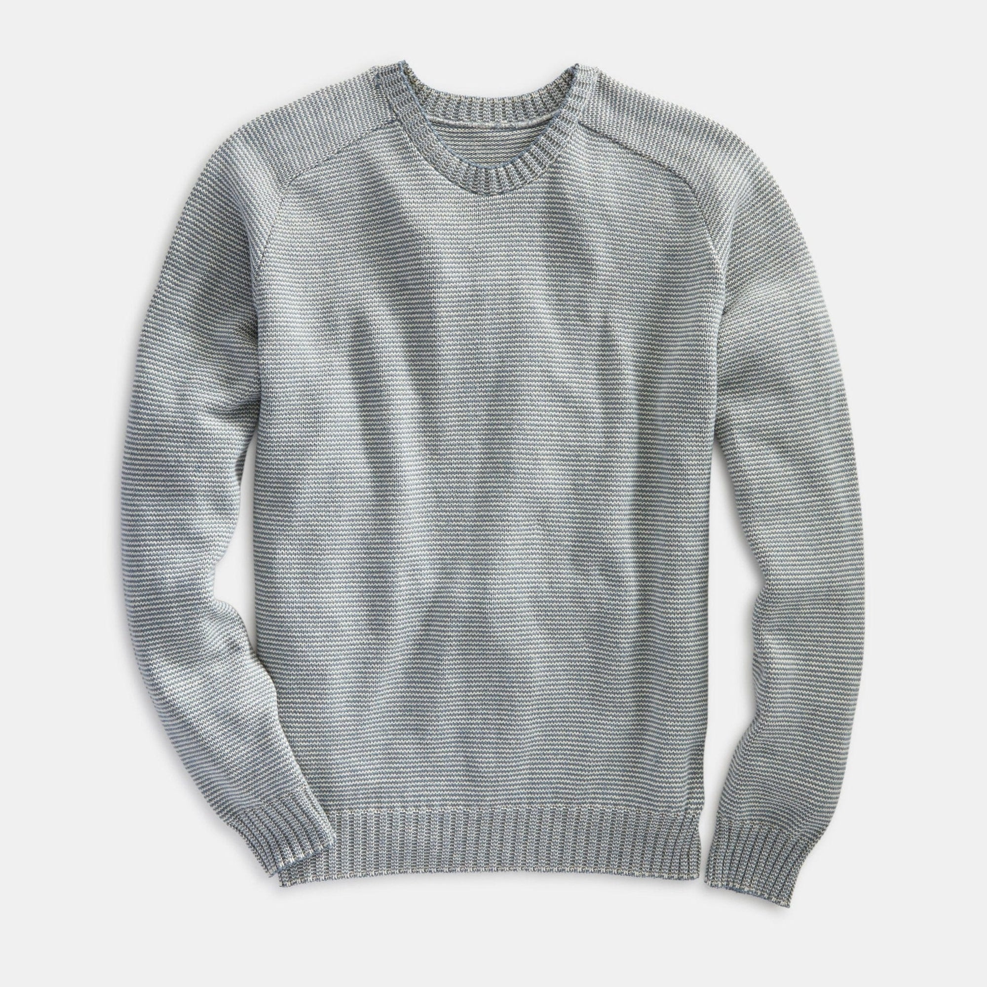 Whalerknits Sweaters XS / Natural / Pacific Blue Westport Crewneck Saddle Shoulder Pullover #Color_Natural / Pacific