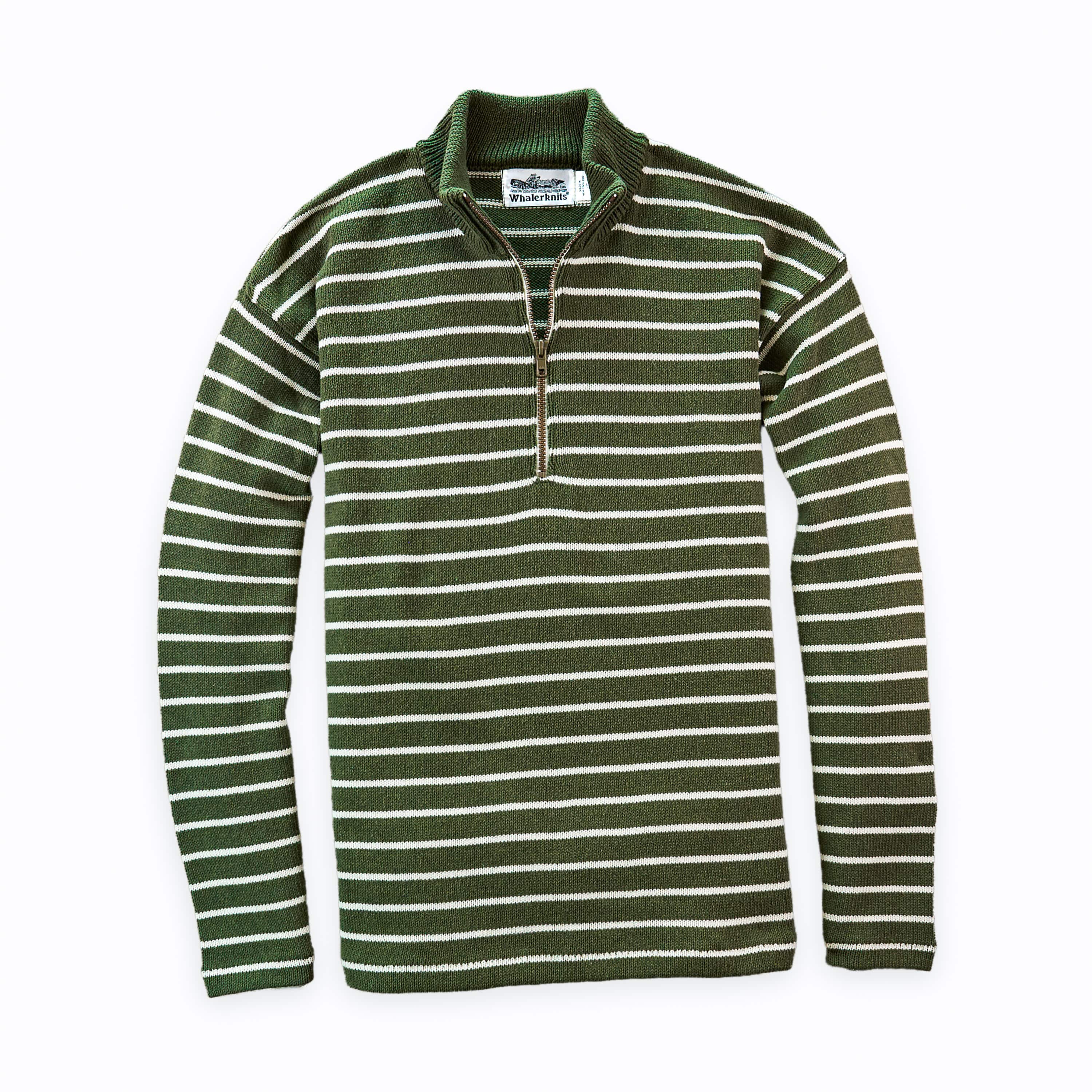 Whalerknits Sweaters XS / Olive / Natural Nantucket Classic 1/4 Zip Sweater