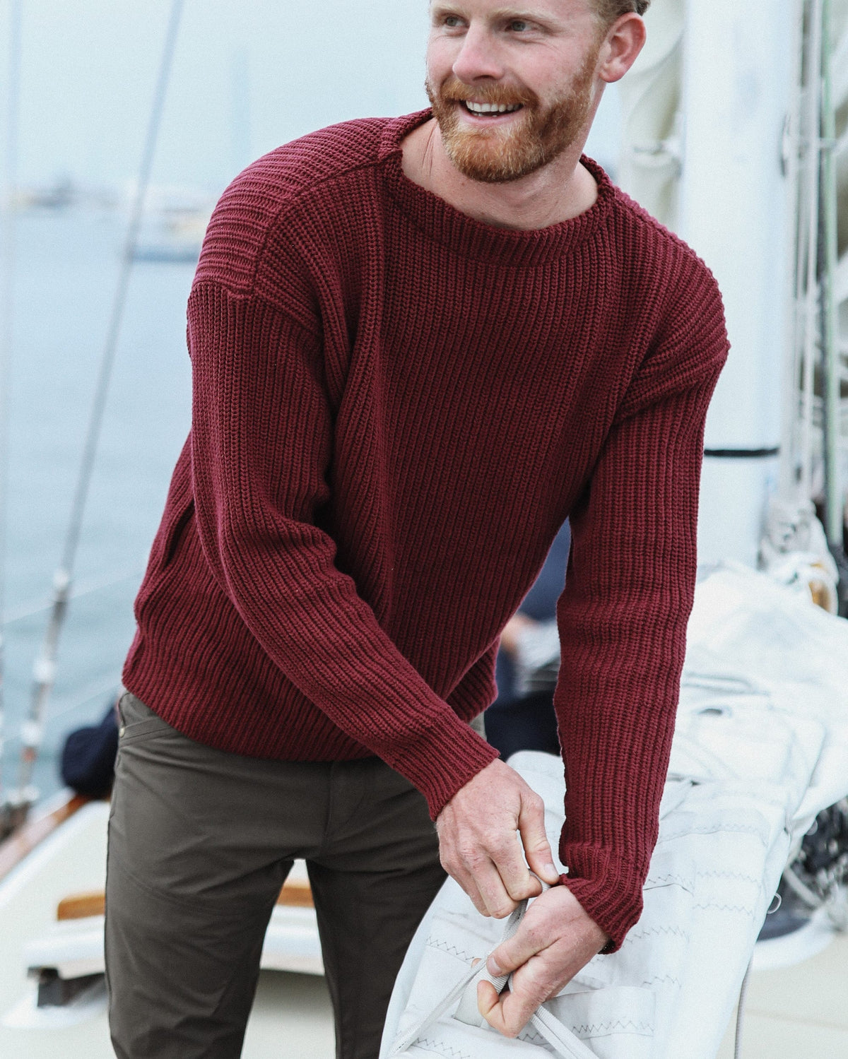 Whalerknits Sweaters XXS / Burgundy Newport Shaker Knit Crewneck Sweater