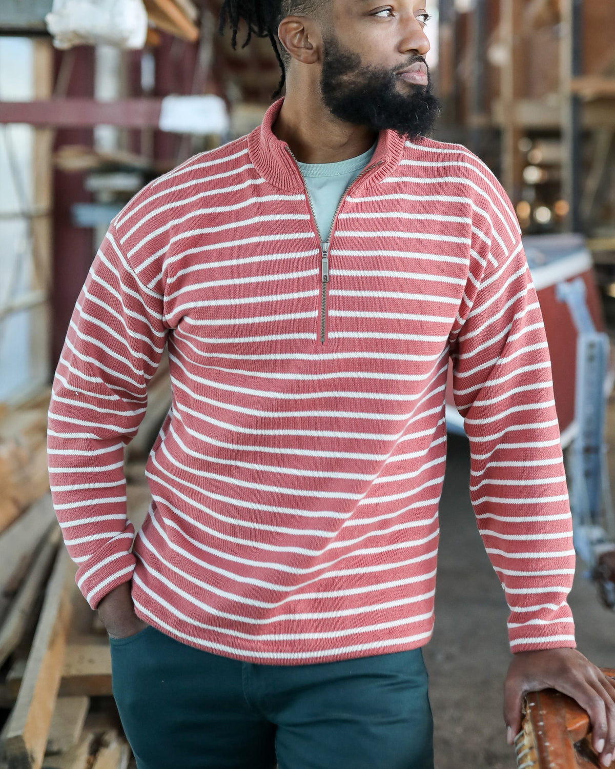 Whalerknits Sweaters XXS / Nantucket Red / Natural Nantucket Classic 1/4 Zip Sweater