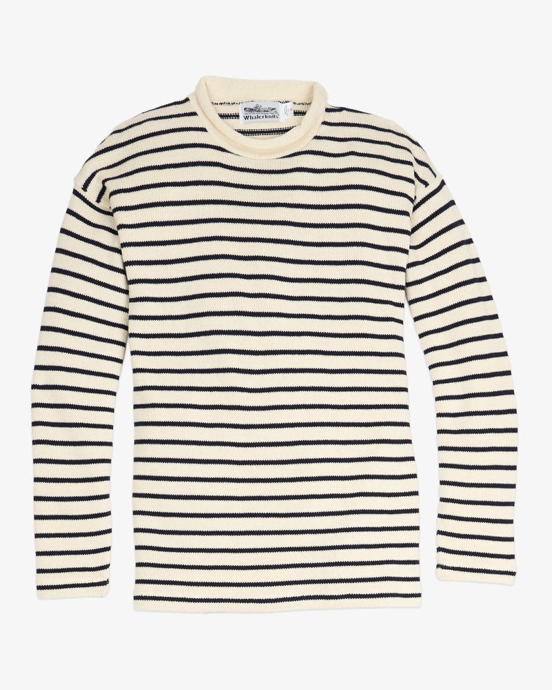 Whalerknits Sweaters XXS / Natural / Navy Nantucket Rollneck Sweater