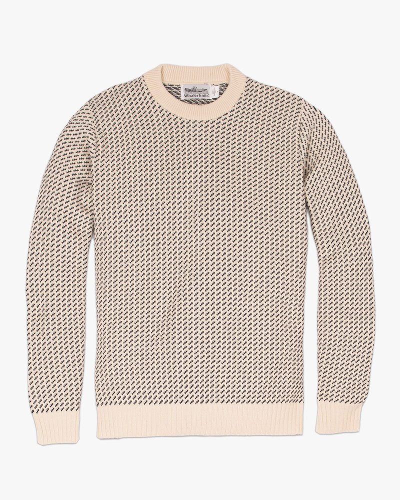 Whalerknits Sweaters XXS / Natural / Navy Sakonnet Birdseye Crewneck Pullover
