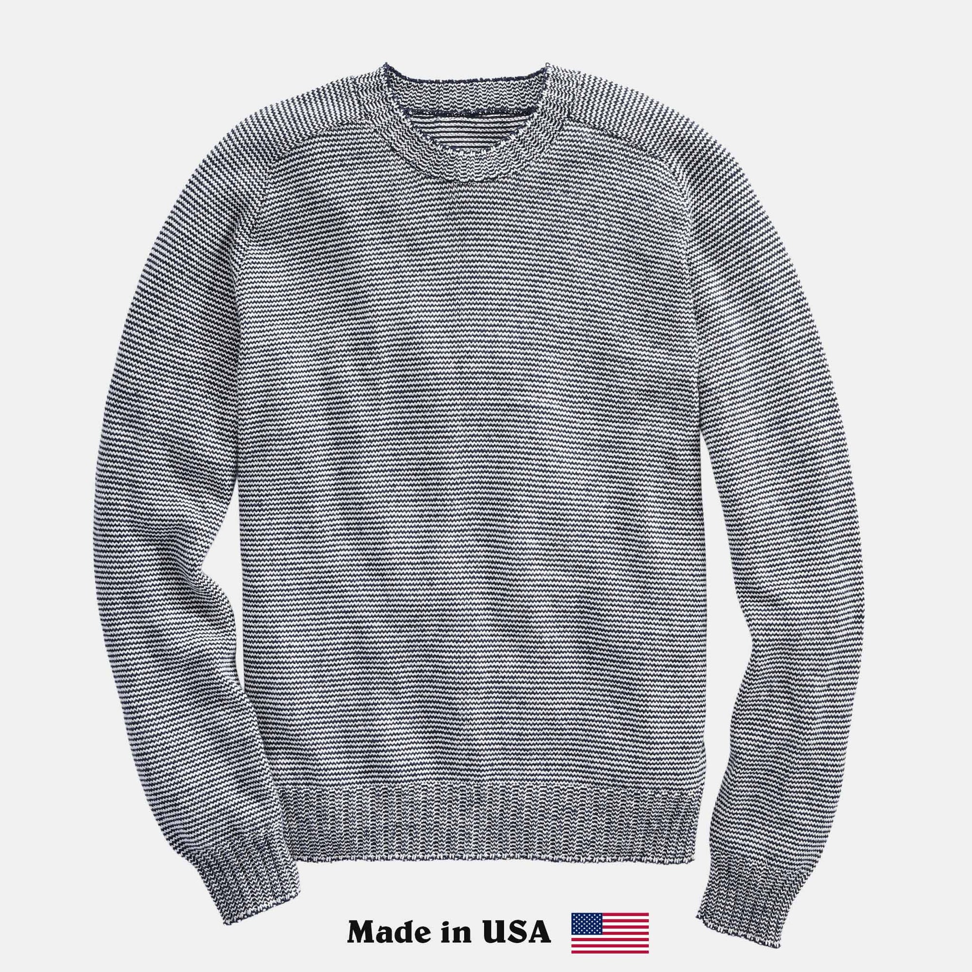 Whalerknits Sweaters XXS / Natural / Navy Westport Crewneck Saddle Shoulder Pullover #Color_Natural / Navy