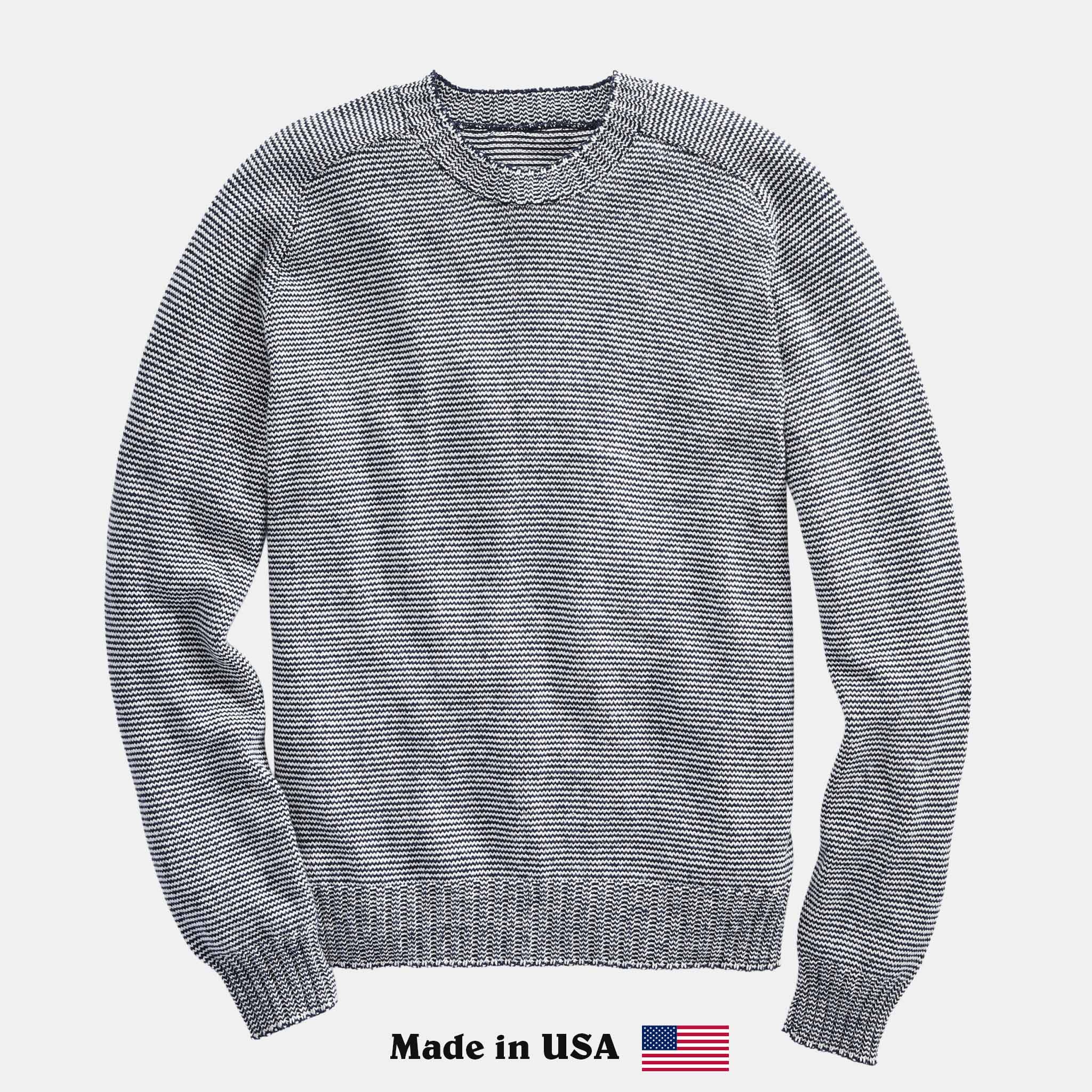 Whalerknits Sweaters XXS / Natural / Navy Westport Crewneck Saddle Shoulder Pullover