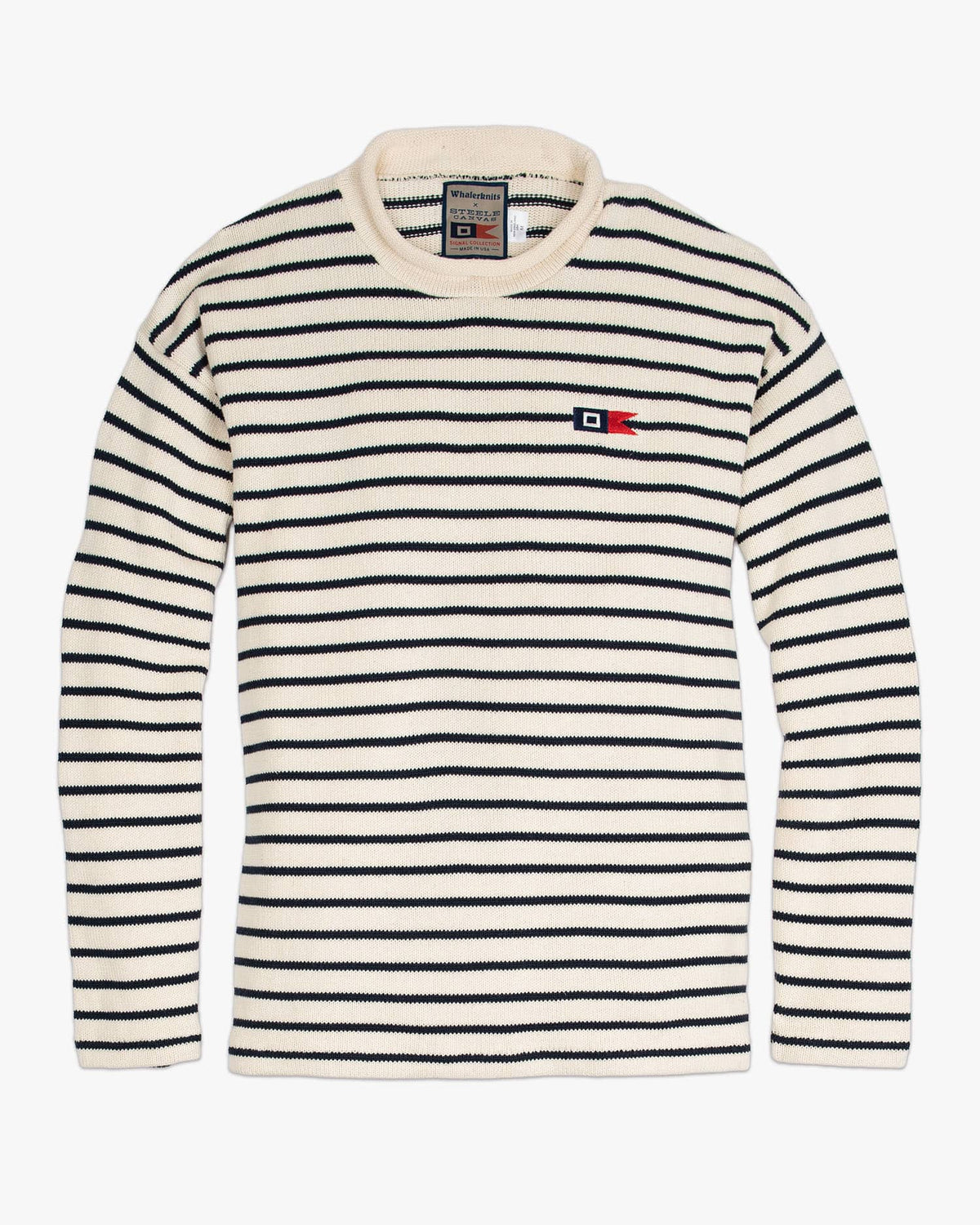 Whalerknits Sweaters XXS / Natural / Navy Whalerknits × Steele Canvas Signal Rollneck Sweater