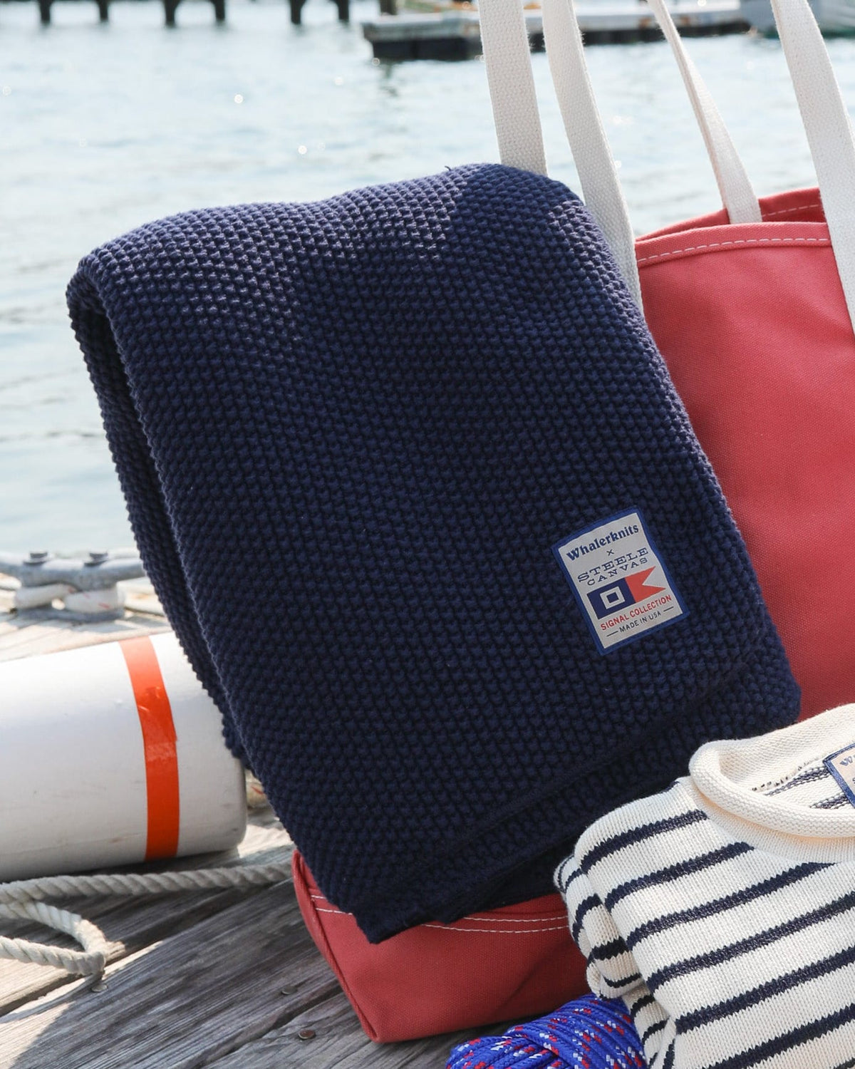 Whalerknits Throws Navy Whalerknits × Steele Canvas Signal Throw