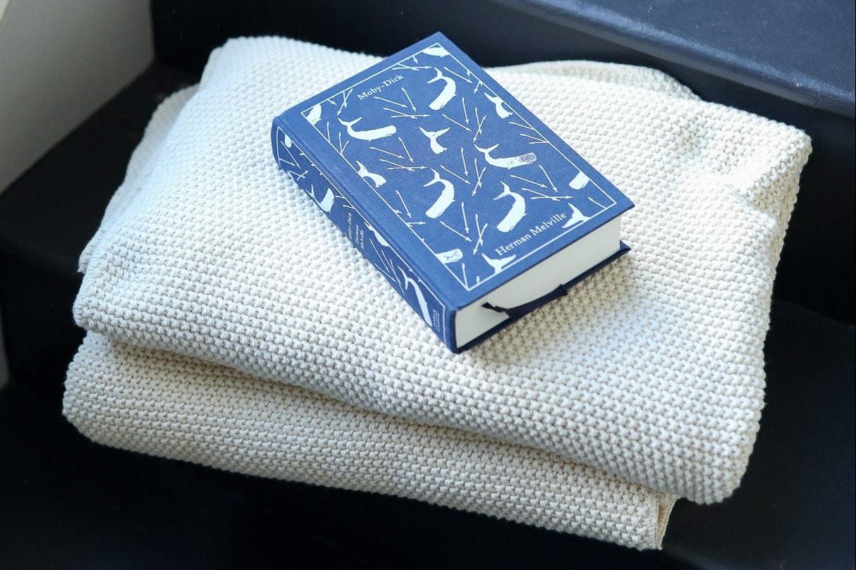 Whalerknits Throws NBWM Throw (40x60) New Bedford Whaling Museum Ltd. Collection Natural Seedstitch Throw