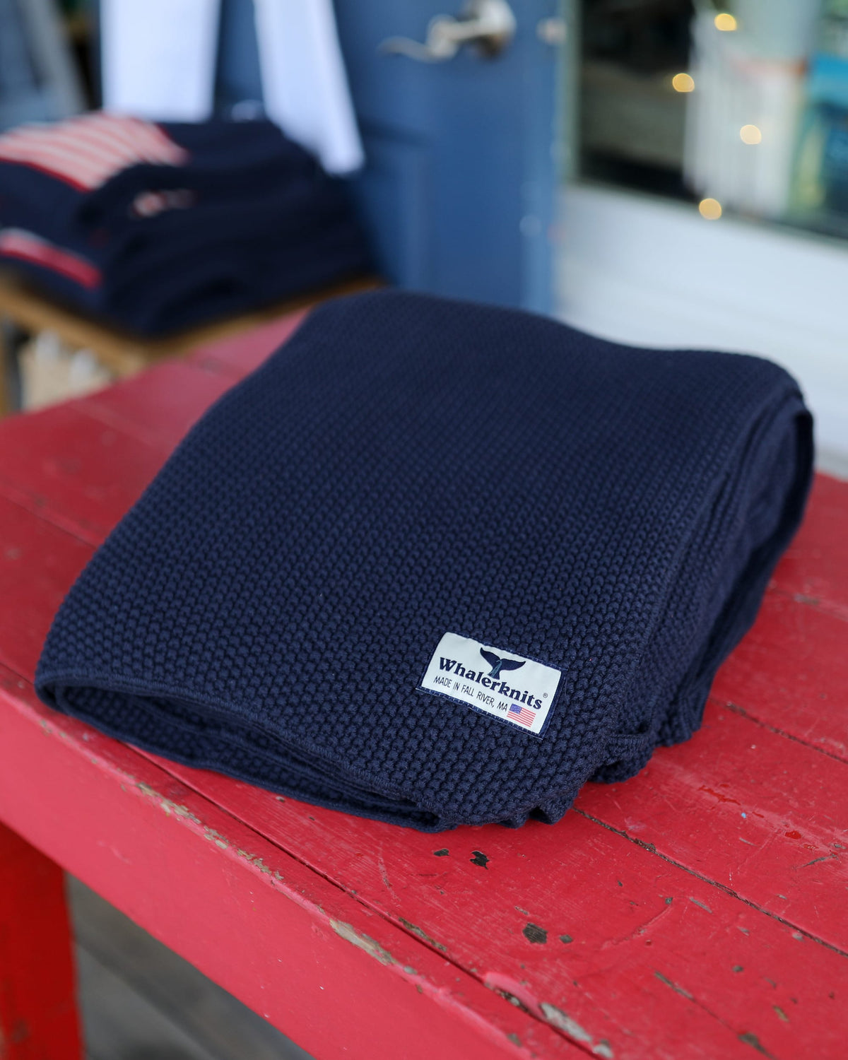 Whalerknits Throws Throw (40x60) / Navy Great American Blanket - Seed Stitch - Throw - 60" x 40"