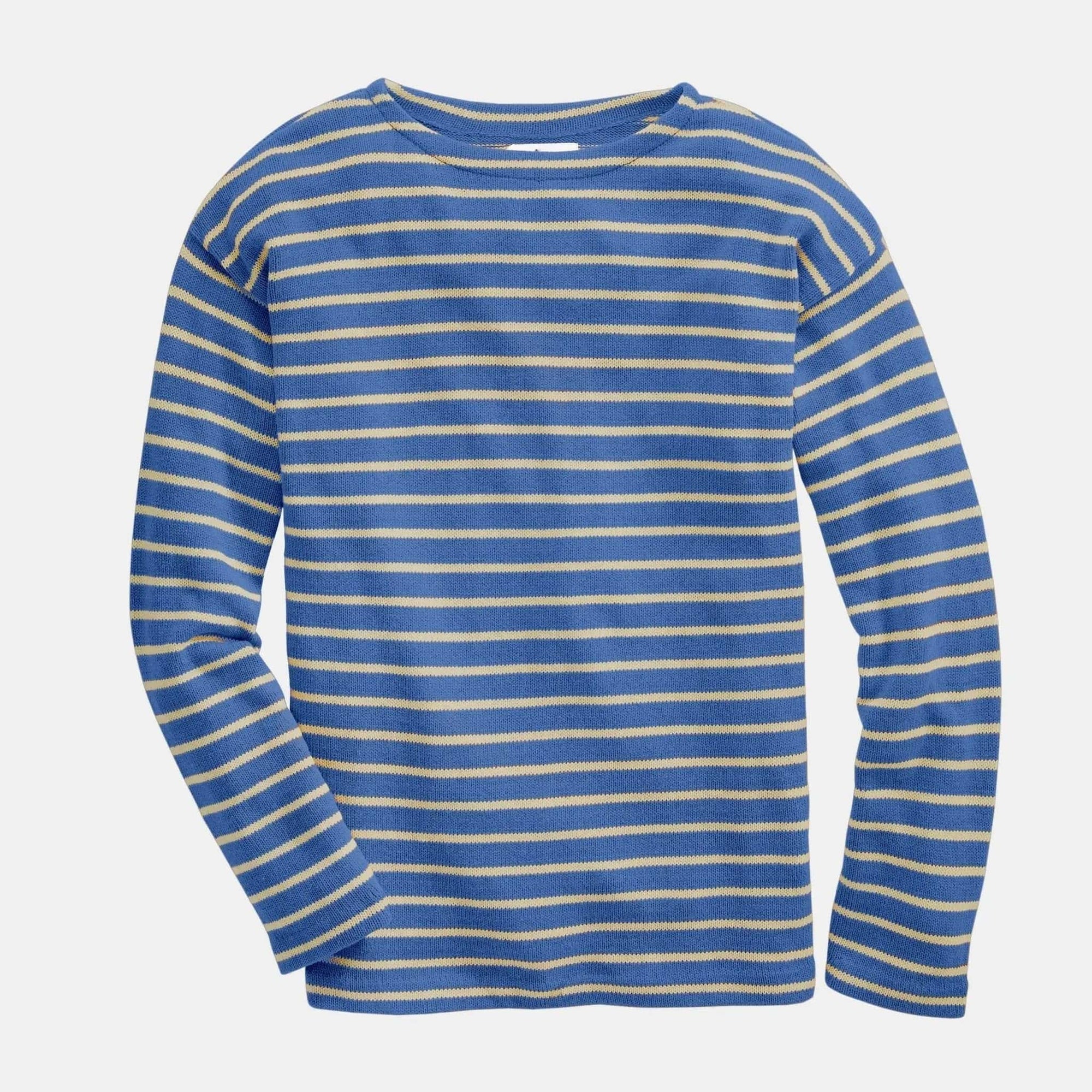 Whalerknits Shirts & Tops XS / Sky & Natural / 100% Cotton Nantucket Classic Boatneck Sweater #Color_Sky / Natural