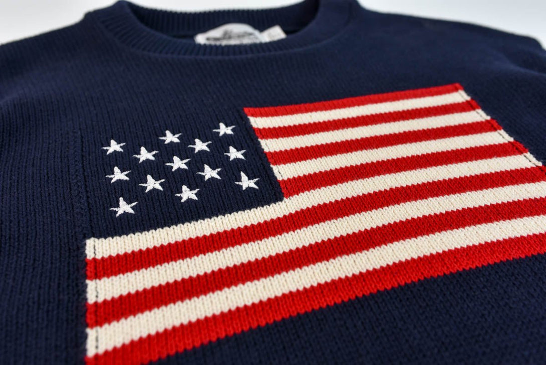 Bristol - American Flag Crewneck - Made in USA - Whalerknits - New England Knitwear | American Made Knit Apparel & Blankets