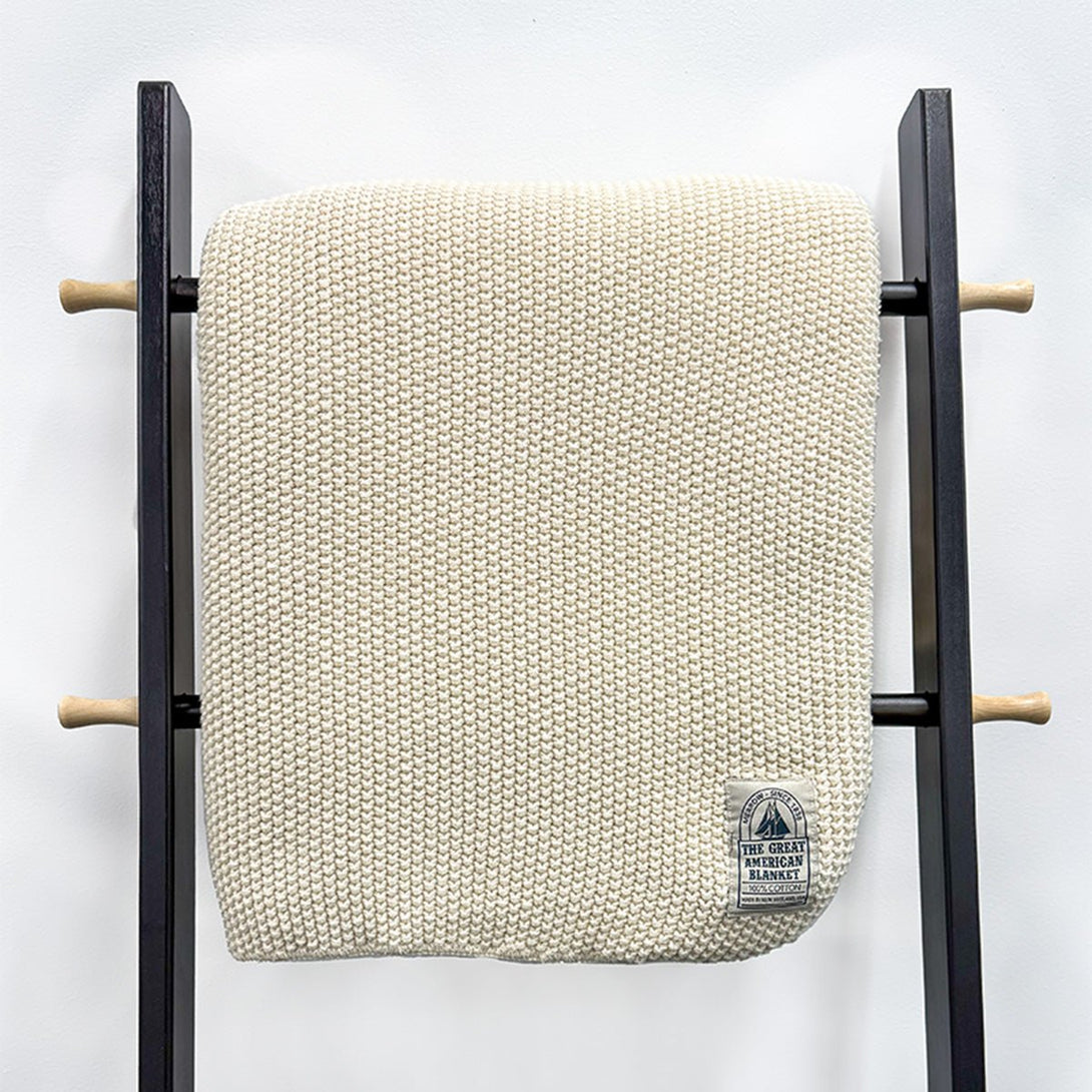Great American Blanket - Seed Stitch - Throw - Whalerknits - USA made Knit Apparel & Homegoods