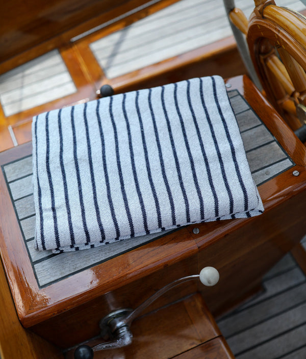 Mariner Striped Blanket - 60" x 80" - Whalerknits - New England Knitwear | American Made Knit Apparel & Blankets