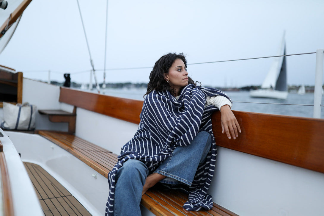 Mariner Striped Throw - 60" x 40" - Whalerknits - New England Knitwear | American Made Knit Apparel & Blankets