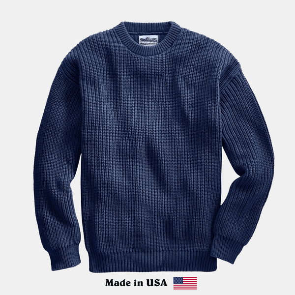 Newport Shaker Knit Crewneck Sweater - Whalerknits - USA made Knit Products