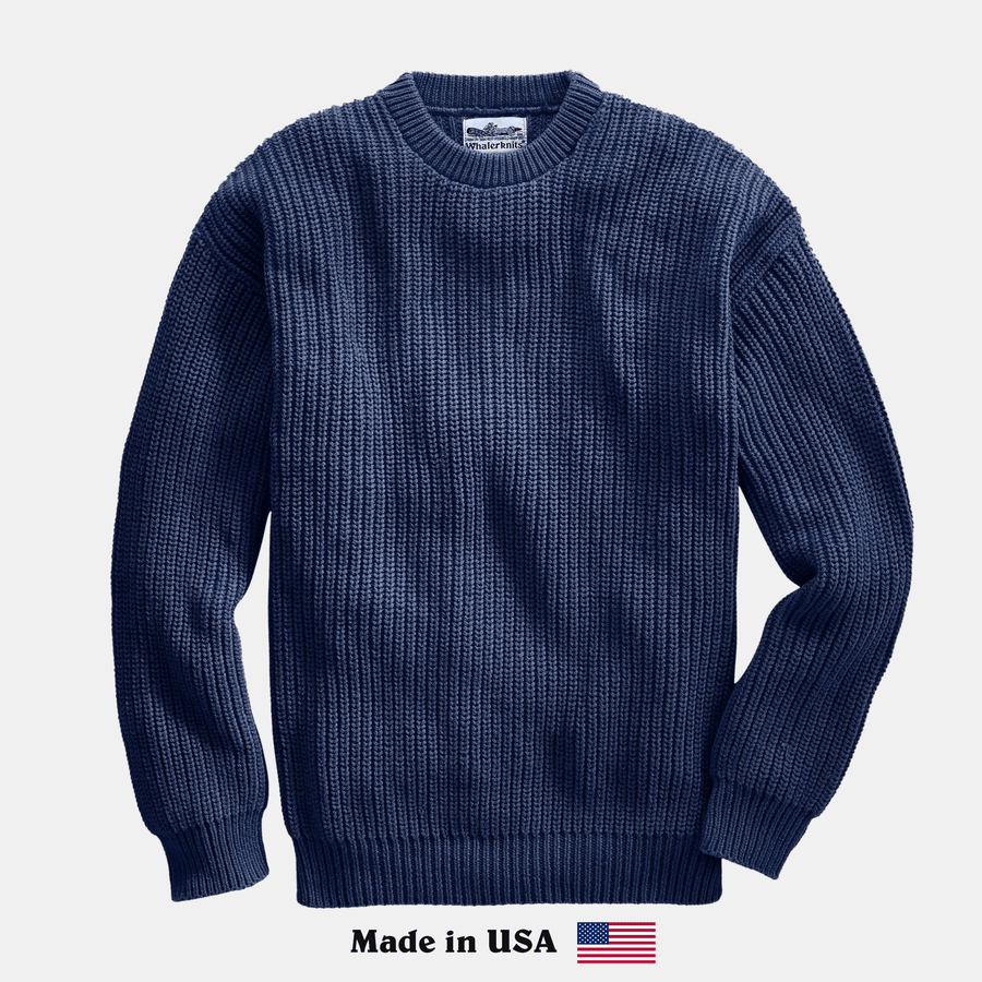 Newport Shaker Knit Crewneck Sweater - Whalerknits - USA made Knit Products