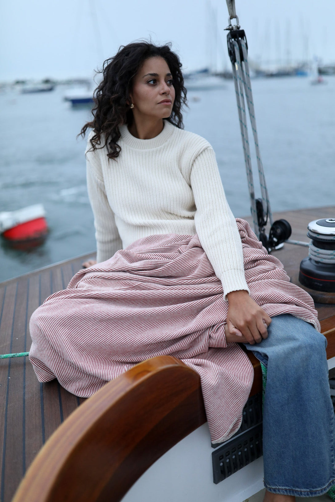 Pilgrim Pinstripe Blanket - 60" x 80" - Whalerknits - New England Knitwear | American Made Knit Apparel & Blankets
