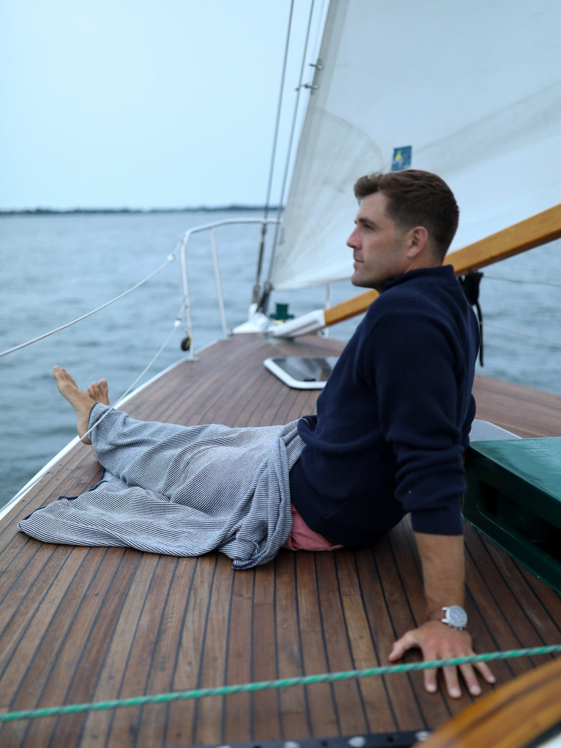 Pilgrim Pinstripe Blanket - 60" x 80" - Whalerknits - New England Knitwear | American Made Knit Apparel & Blankets