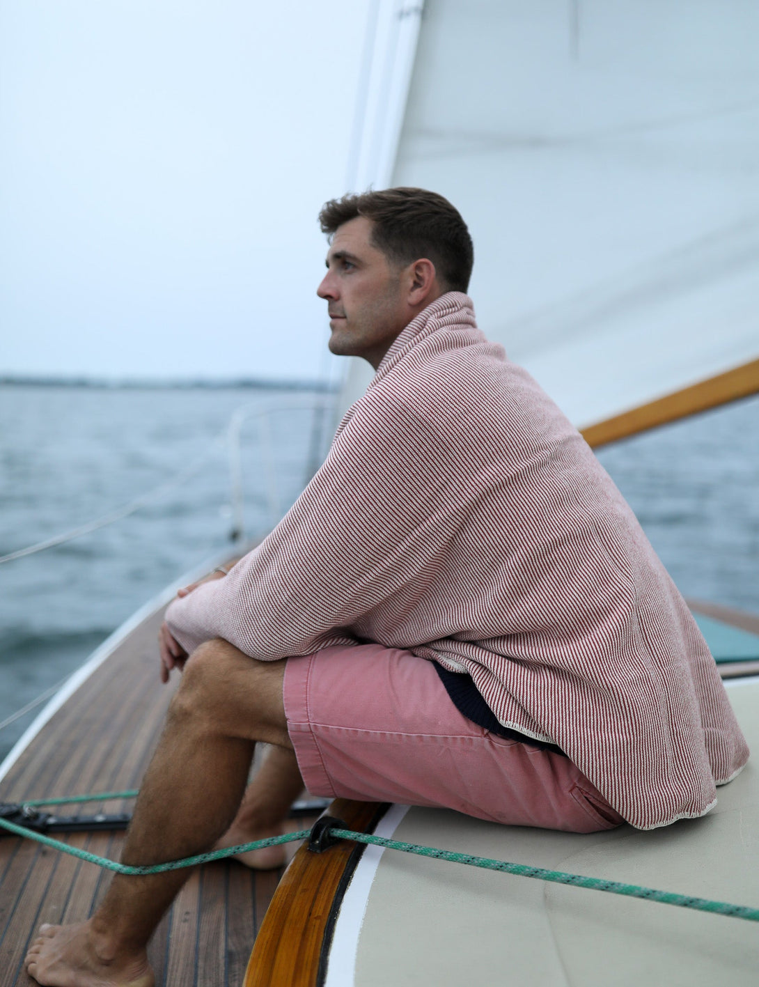 Pilgrim Pinstripe Throw - 60" x 40" - Whalerknits - New England Knitwear | American Made Knit Apparel & Blankets
