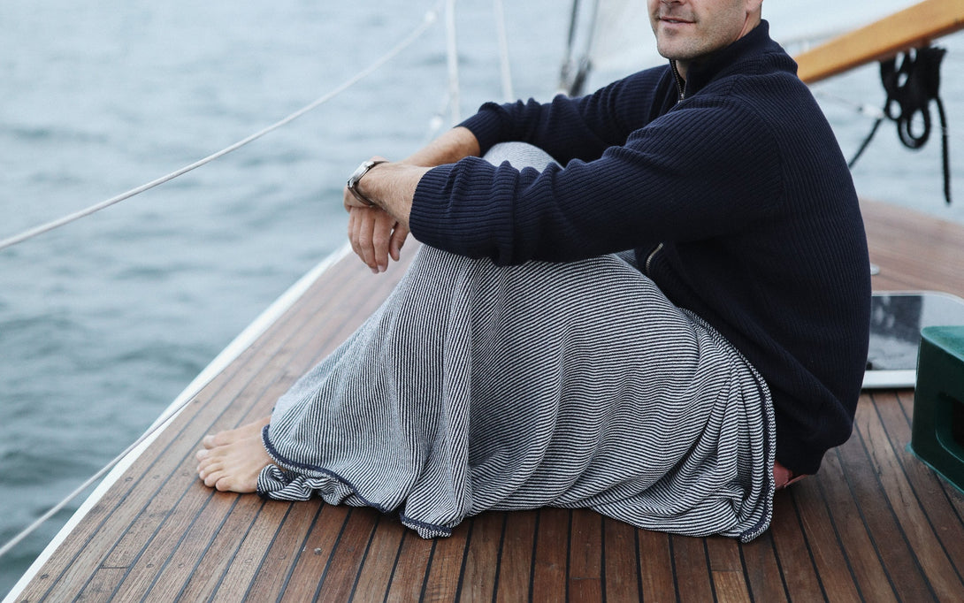 Pilgrim Pinstripe Throw - 60" x 40" - Whalerknits - New England Knitwear | American Made Knit Apparel & Blankets
