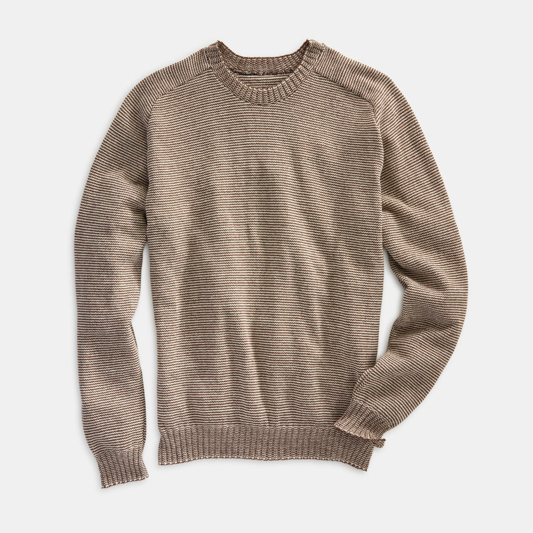 Striped Crewneck Saddle Shoulder Pullover - Merrow Knits - USA made Knit Products