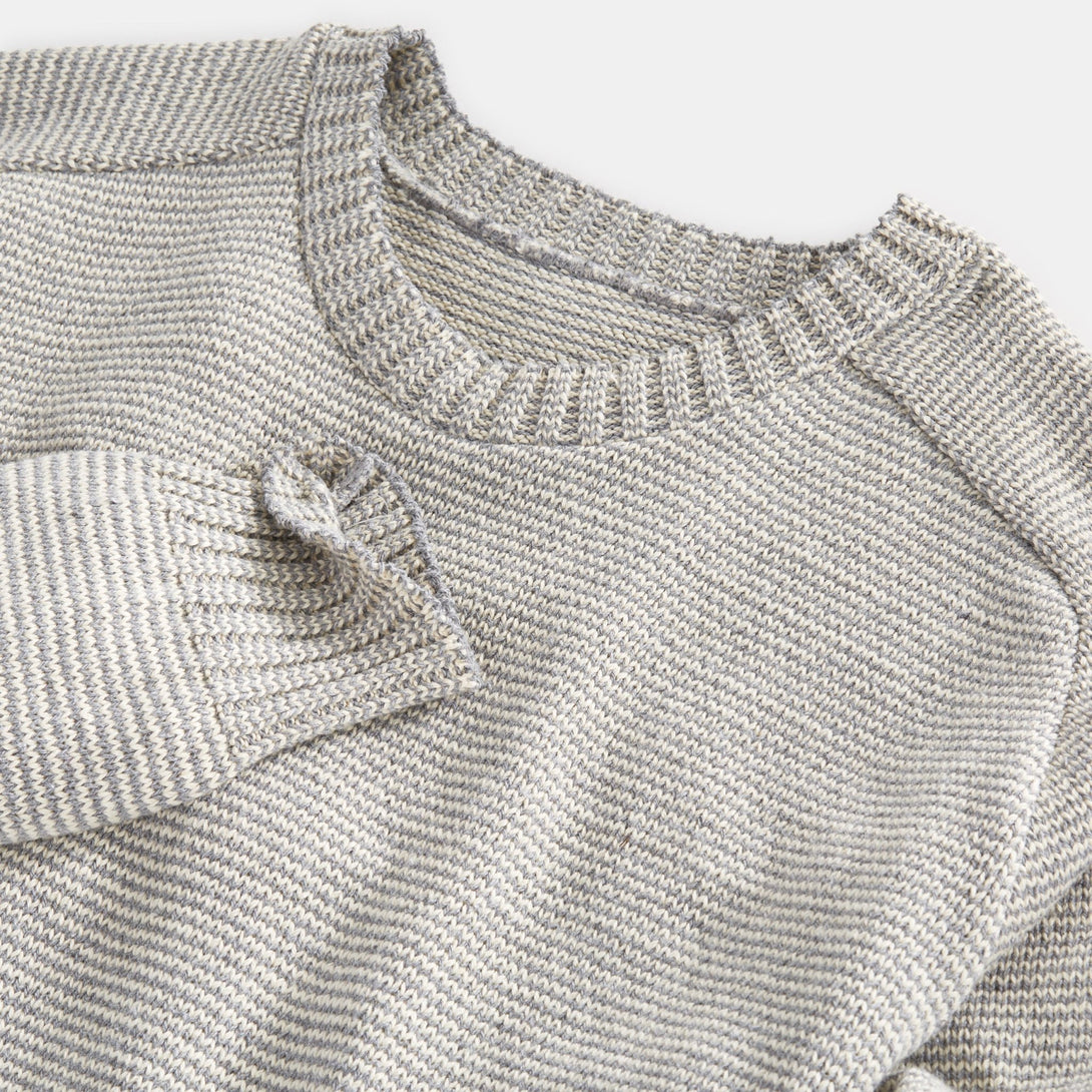 Striped Crewneck Saddle Shoulder Pullover - Merrow Knits - USA made Knit Products