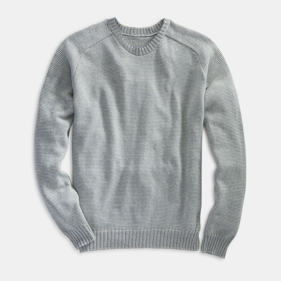 Striped Crewneck Saddle Shoulder Pullover - Merrow Knits - USA made Knit Products