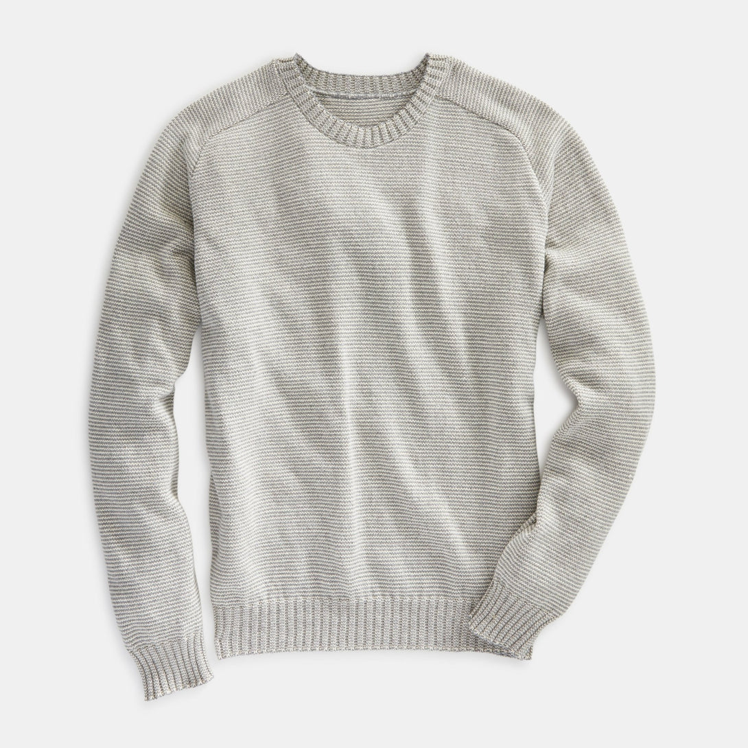 Striped Crewneck Saddle Shoulder Pullover - Merrow Knits - USA made Knit Products