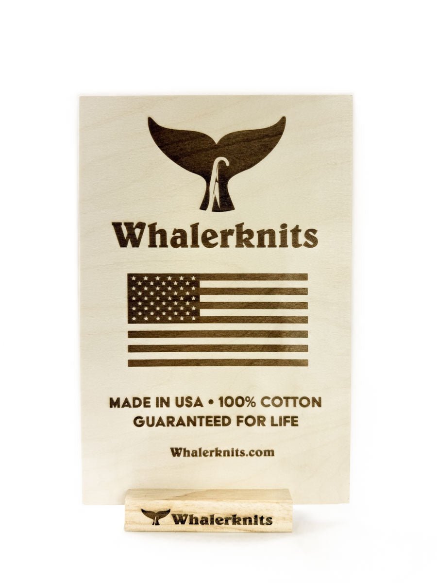 Table Top Wooden Whalerknits Sign - Whalerknits - USA made Knit Products