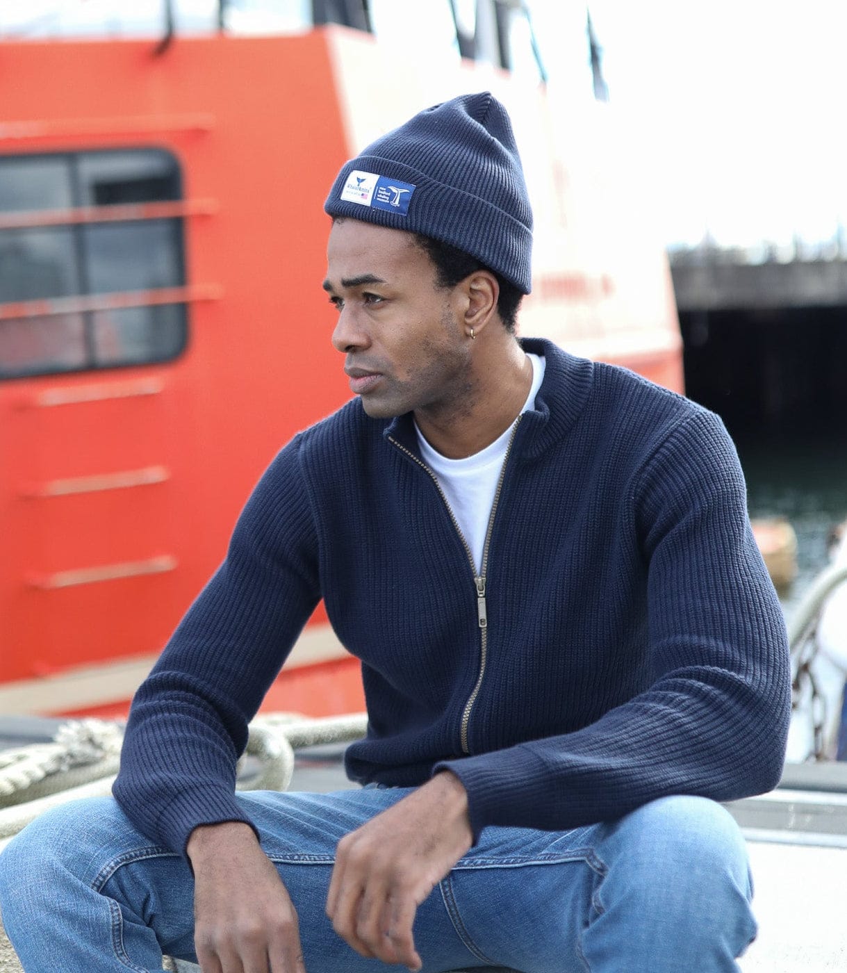 Whalerknits Beanies One Size / Navy New Bedford Whaling Museum Ltd. Collection Docksider Beanie