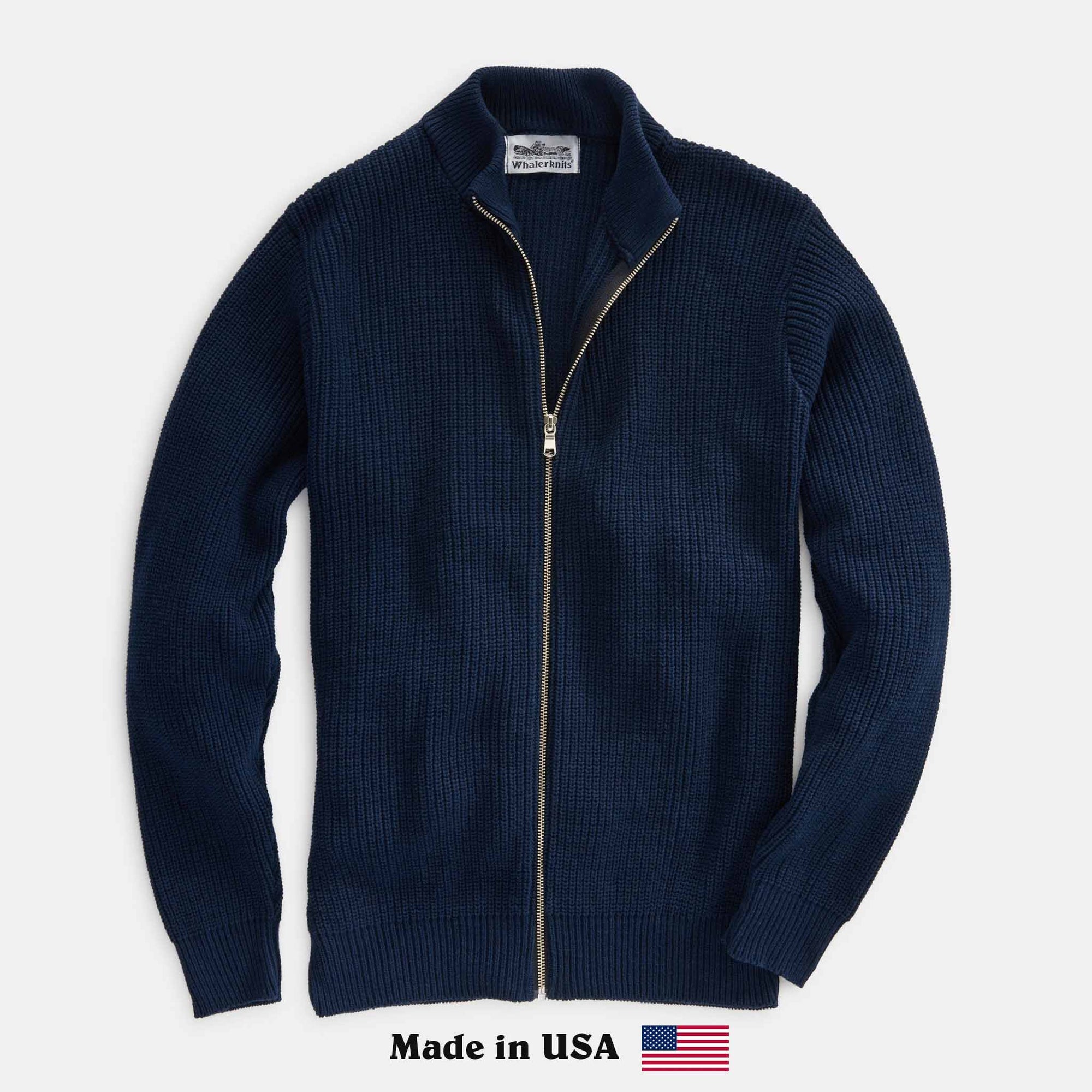 Whalerknits Cardigans S / Navy Cuttyhunk Full-Zip Cardigan