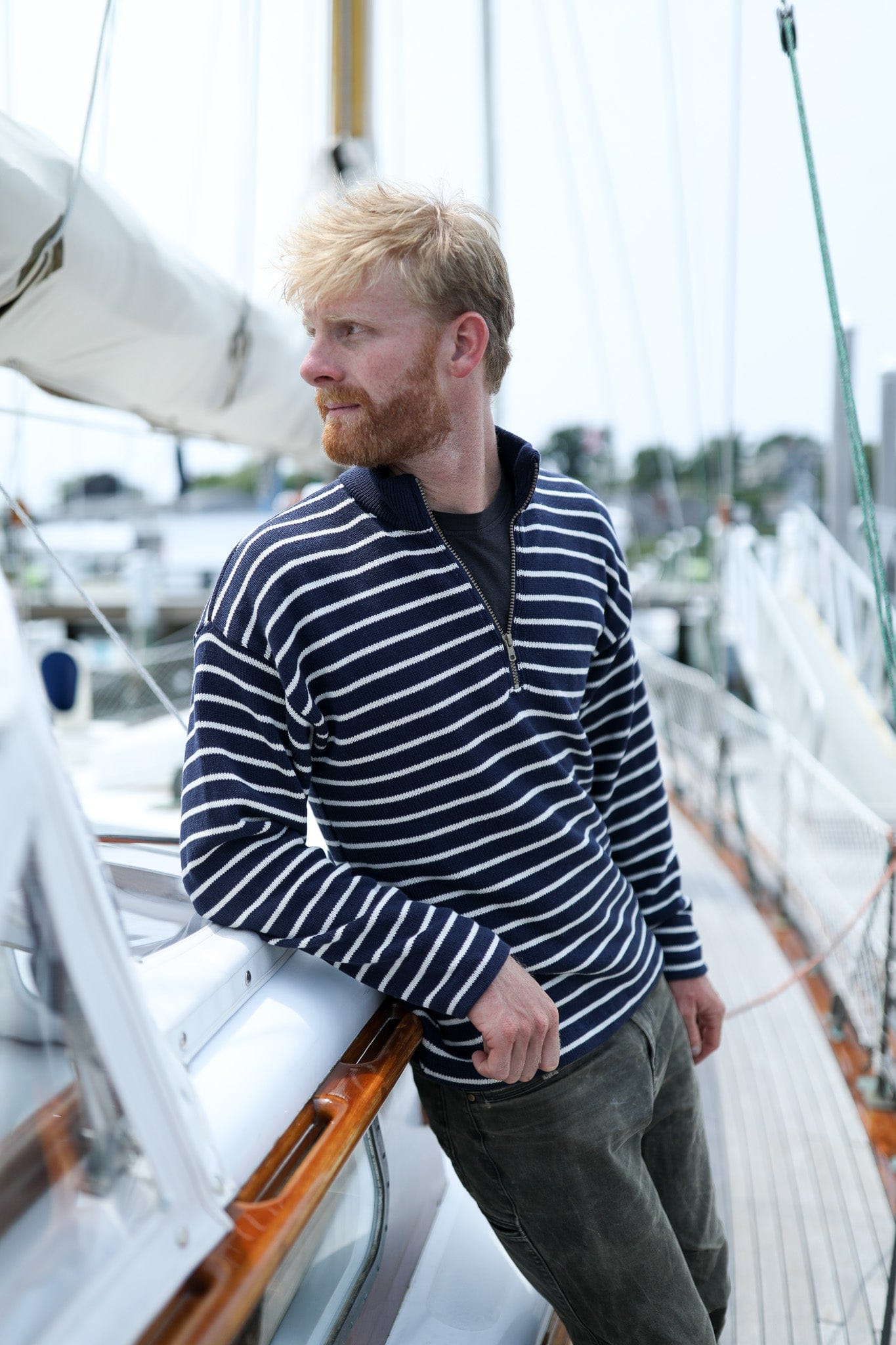 Nantucket Quarter Zip - Striped Cotton | Whalerknits