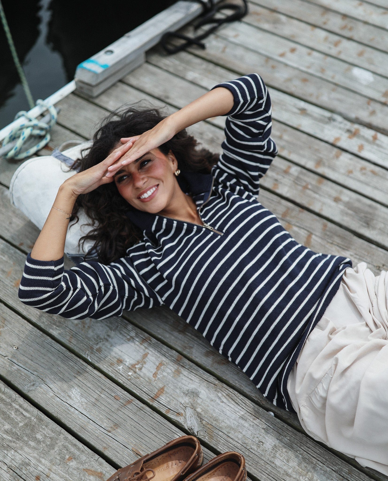Nantucket Quarter Zip - Striped Cotton | Whalerknits