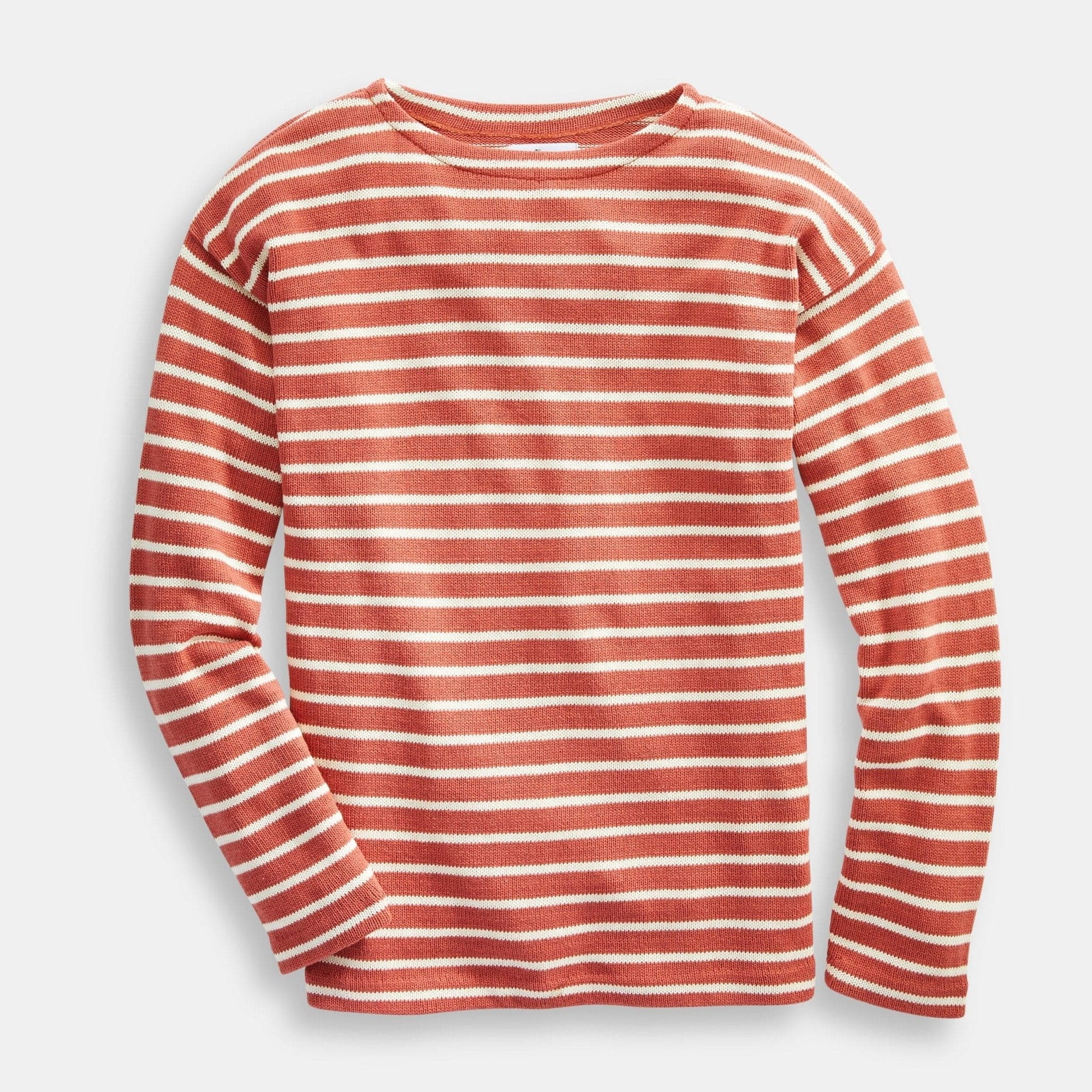 Whalerknits Shirts & Tops XS / Red & Natural / 100% Cotton Nantucket Classic Boatneck Sweater #Color_Nantucket Red / Natural