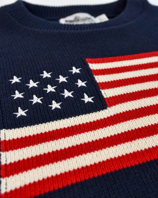 Whalerknits Sweaters Bristol - American Flag Crewneck - Made in USA