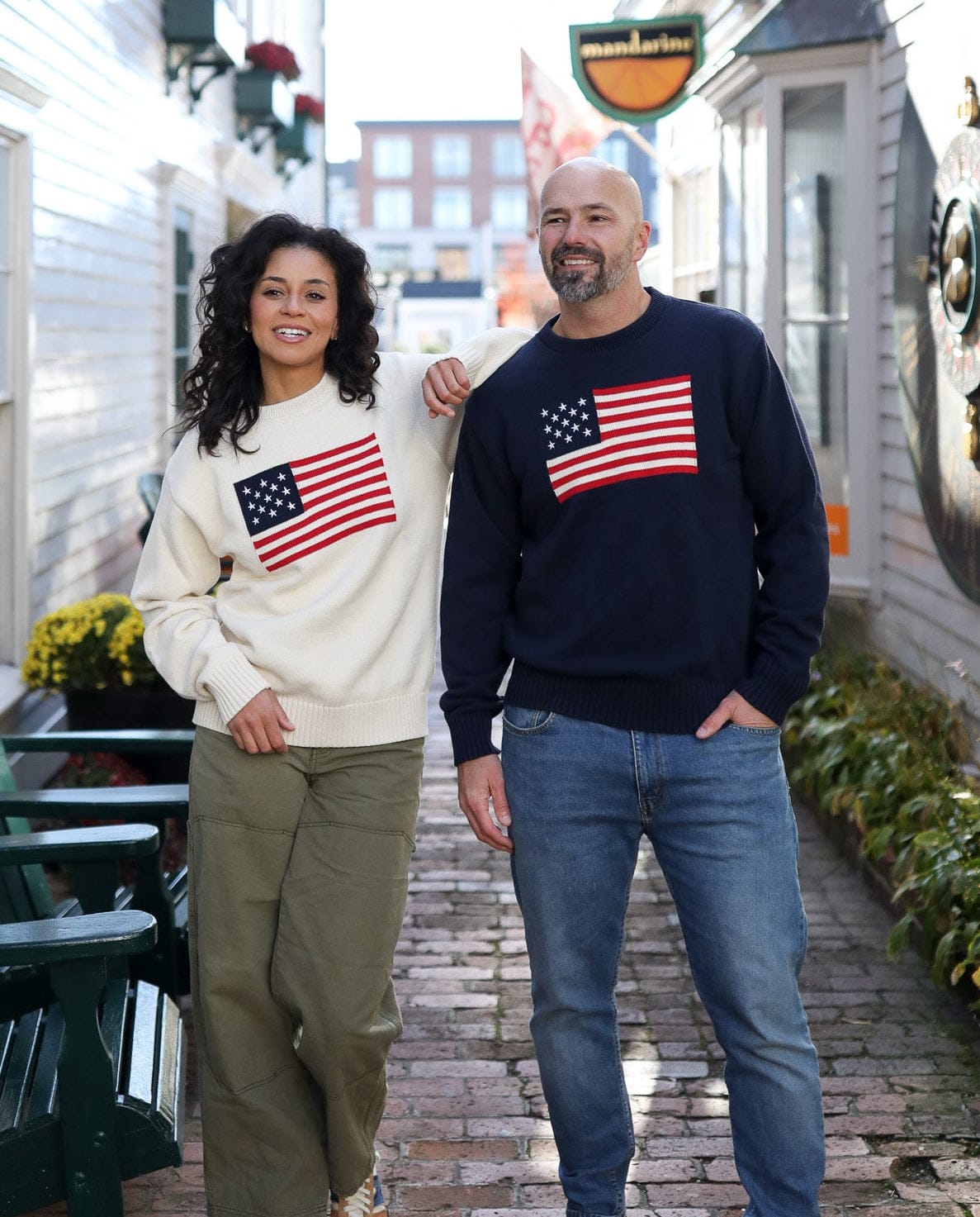 Whalerknits Sweaters Bristol - American Flag Crewneck - Made in USA