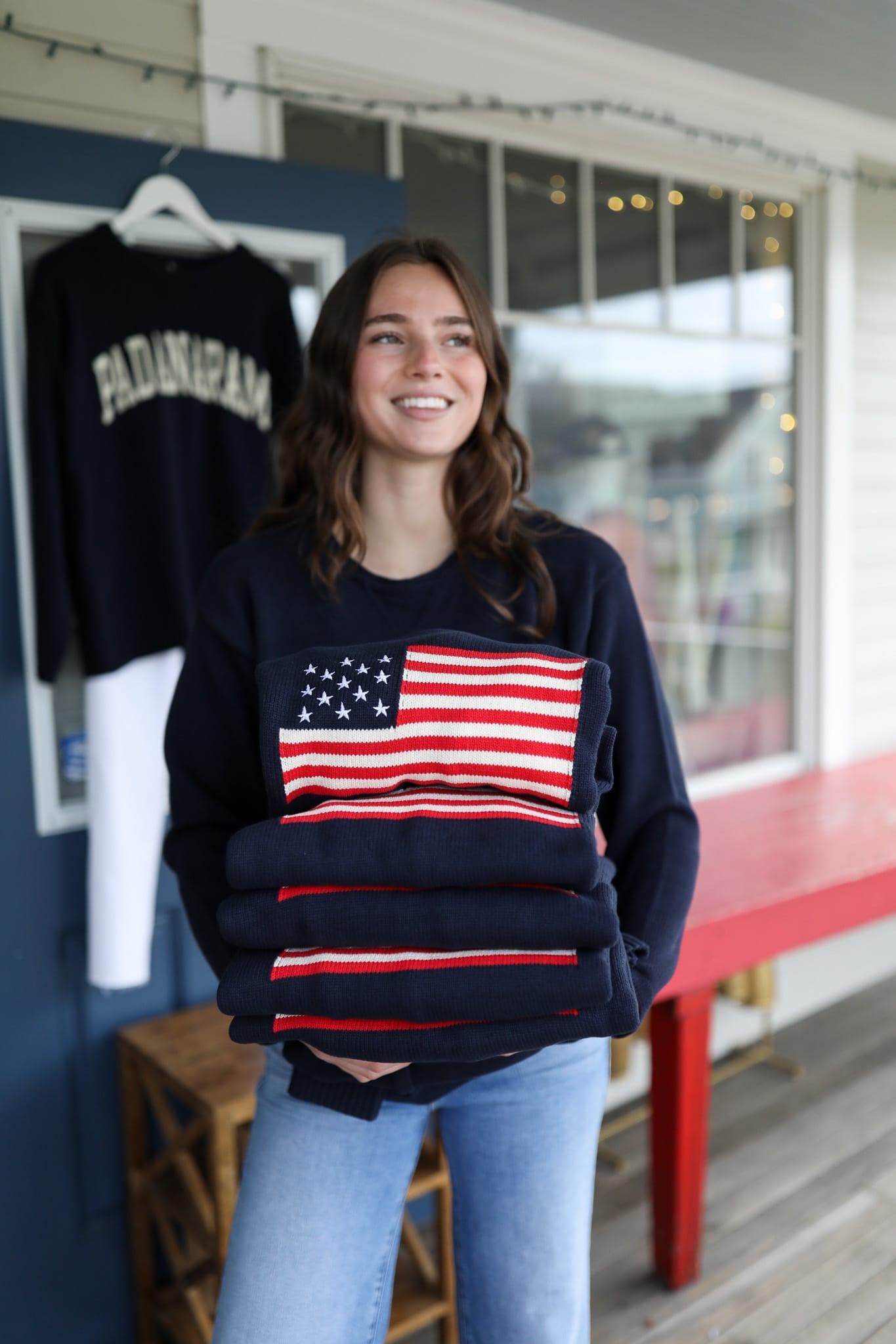 Whalerknits Sweaters Bristol - American Flag Crewneck - Made in USA