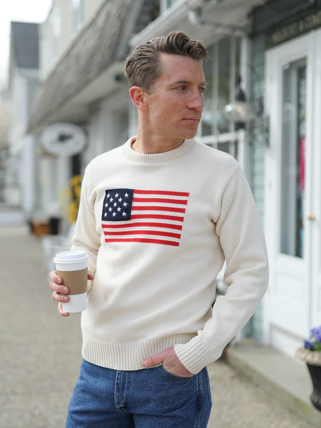 Whalerknits Sweaters Bristol - American Flag Crewneck - Made in USA