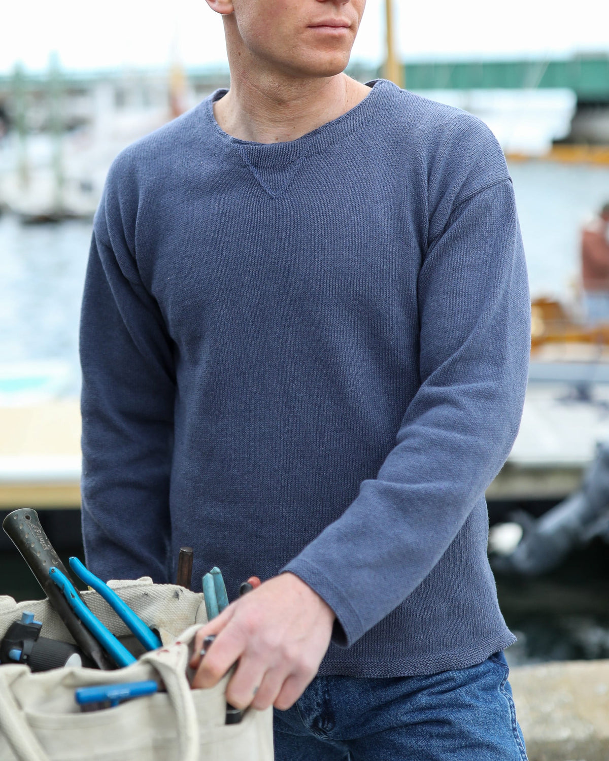 Whalerknits Sweaters XS / Blue Jeans Chatham Jersey Sweatshirt Pullover