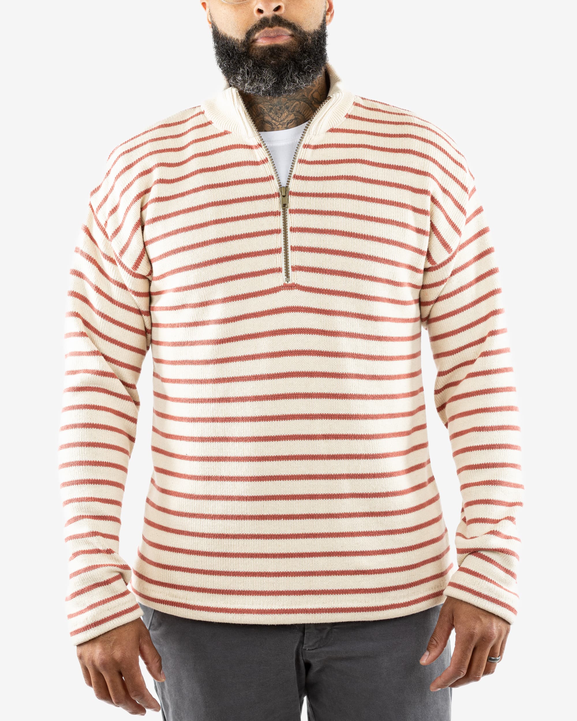Nantucket Quarter Zip - Striped Cotton | Whalerknits