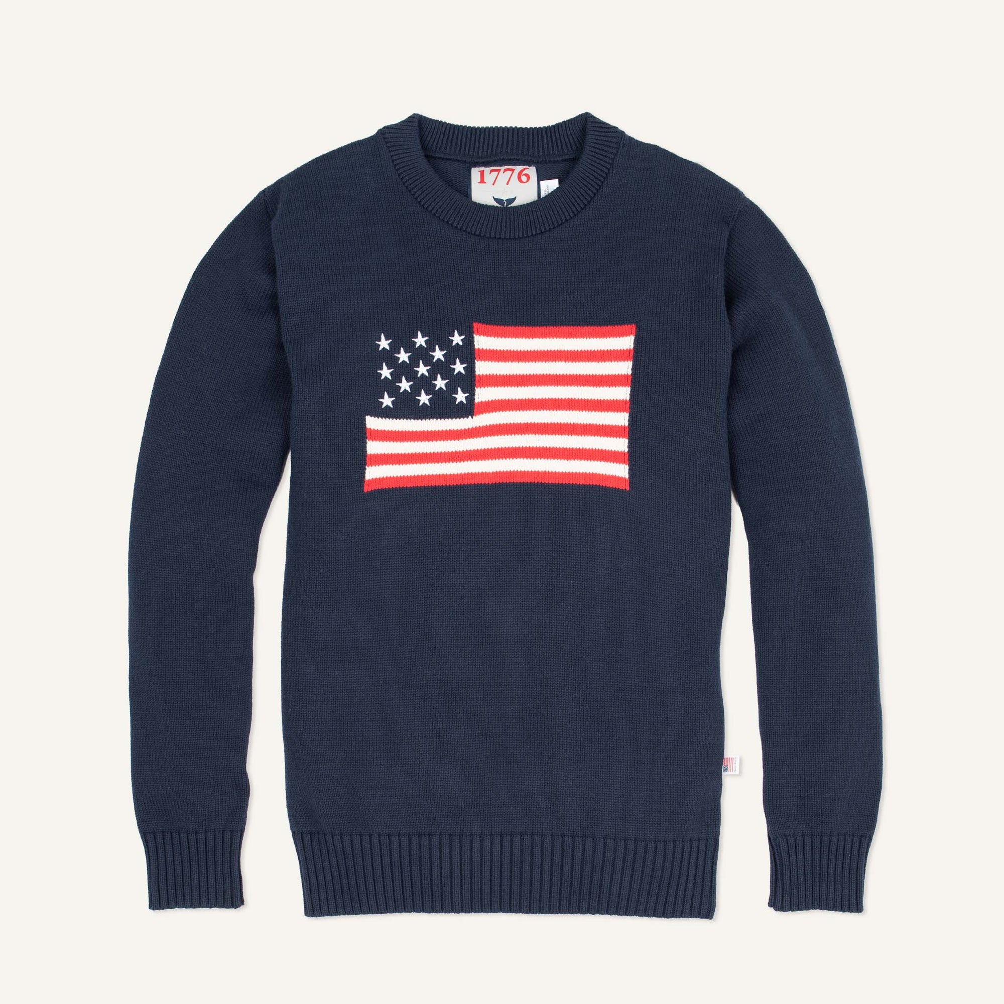 Whalerknits Sweaters XS / Navy Bristol - American Flag Crewneck - Made in USA #Color_Navy