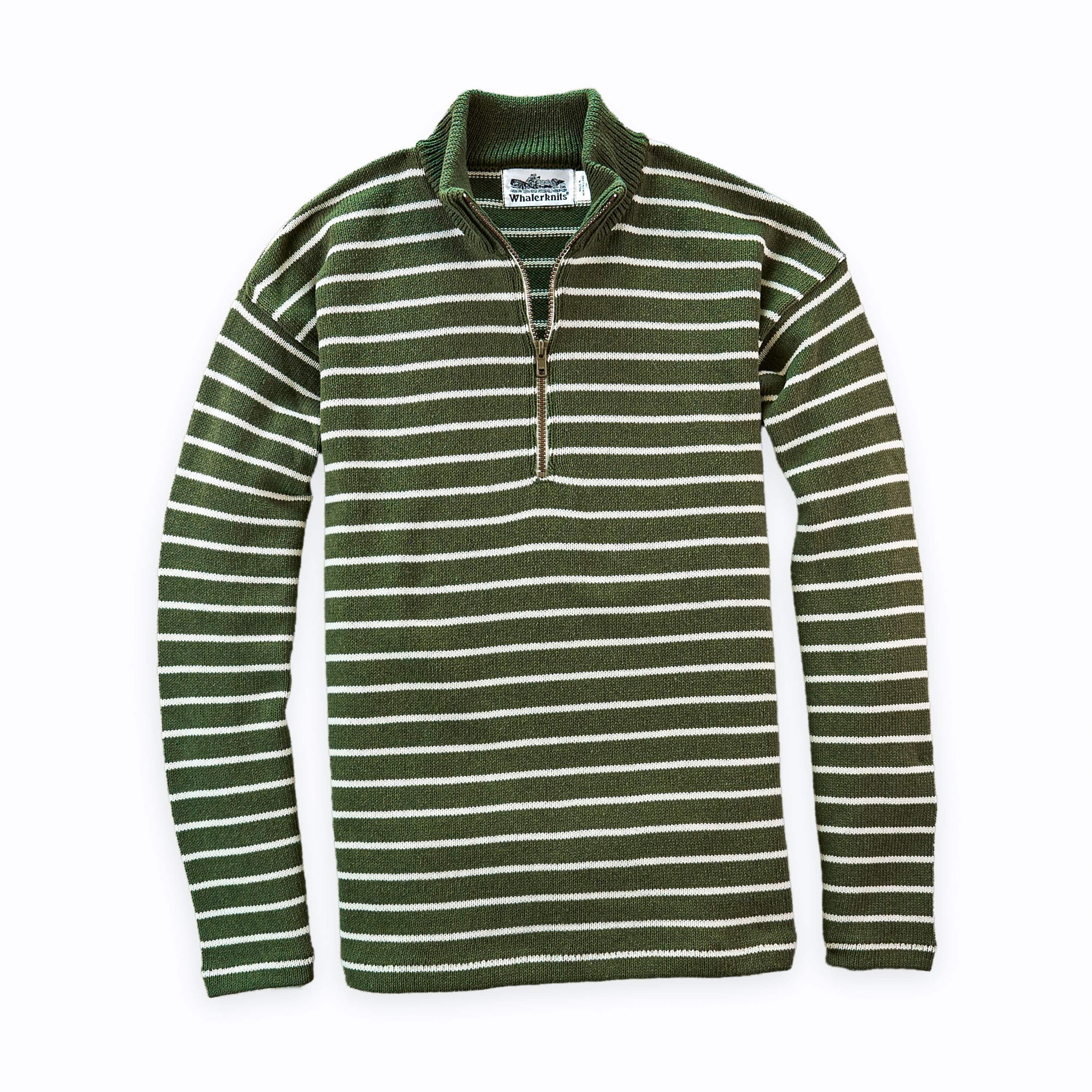 Whalerknits Sweaters XS / Olive / Natural Nantucket Classic 1/4 Zip Sweater #Color_Olive / Natural